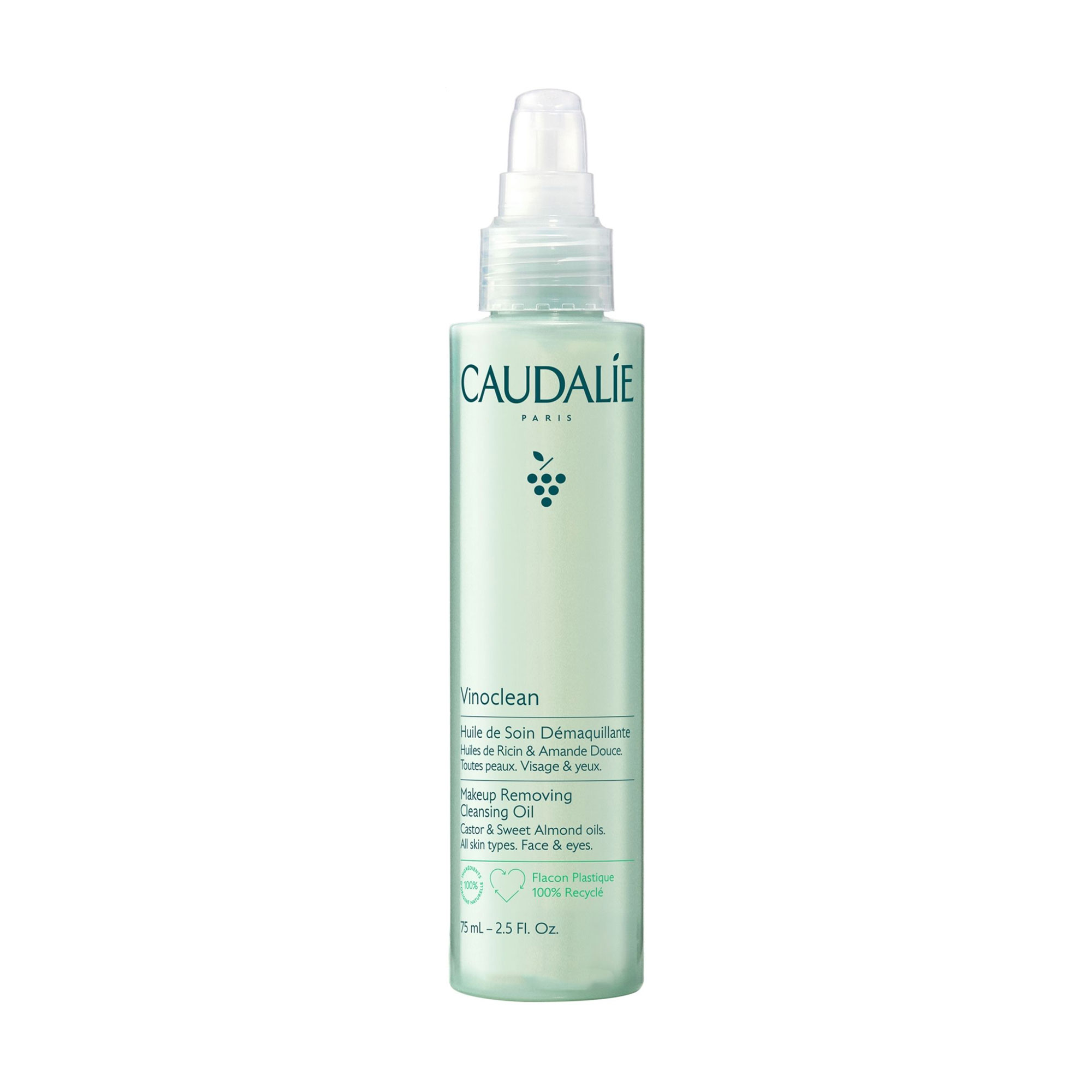 Олія для зняття макіяжу з обличчя та очей Caudalie Vinoclean Makeup Removing Cleansing Oil, 75 мл