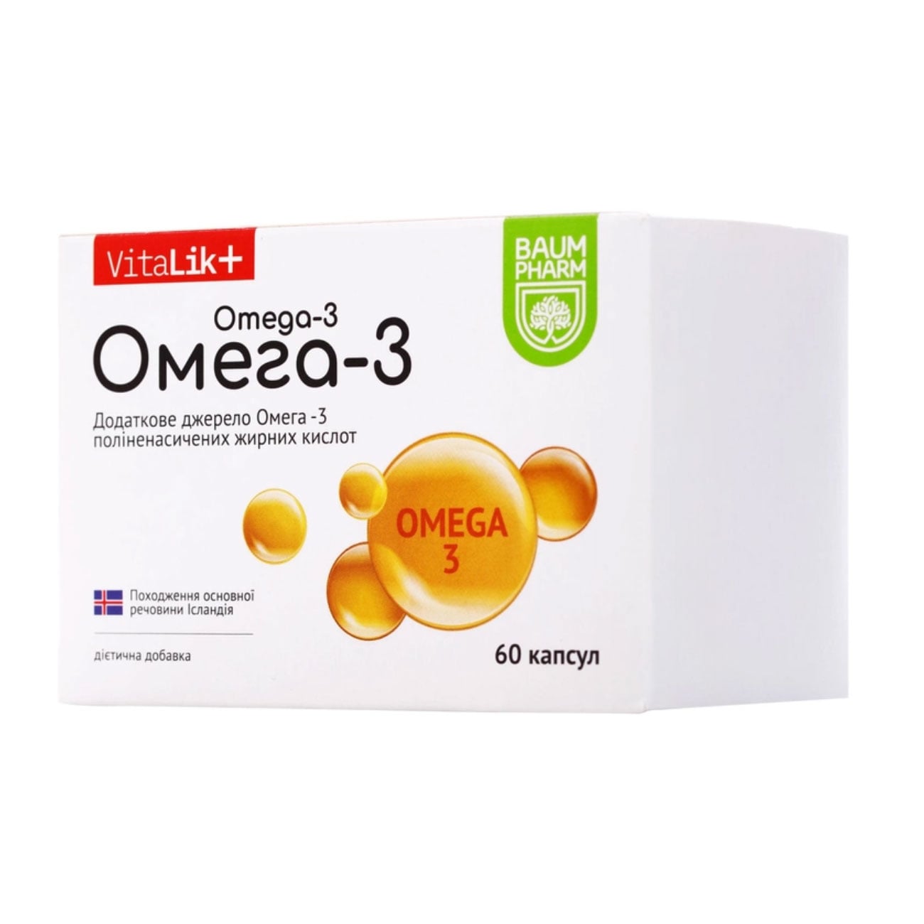 Омега-3 Baum Pharm VitaLik+ Omega-3, 60 капсул