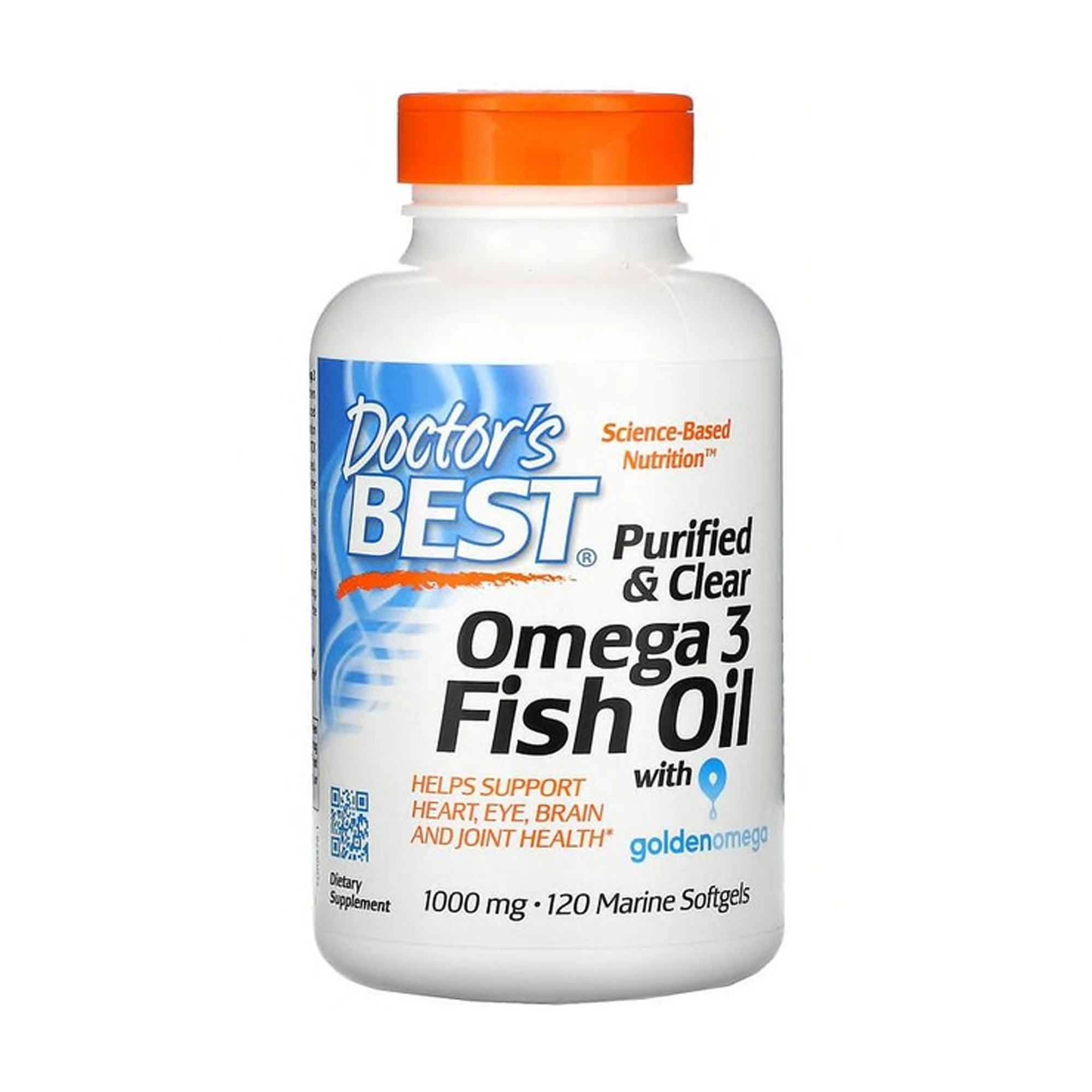 Омега-3 Doctor's Best Purified &amp; Clear Omega 3 Fish Oil 1000 мг, 120 гелевих капсул