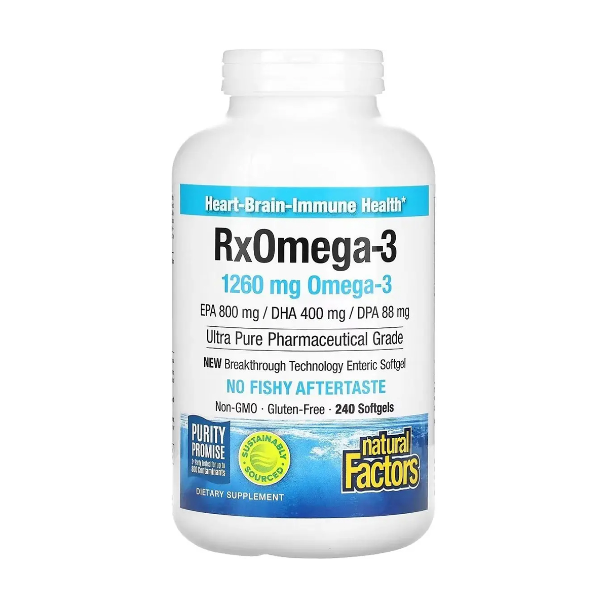 Омега-3 Natural Factors RxOmega-3, 1260 мг, 240 гелевих капсул