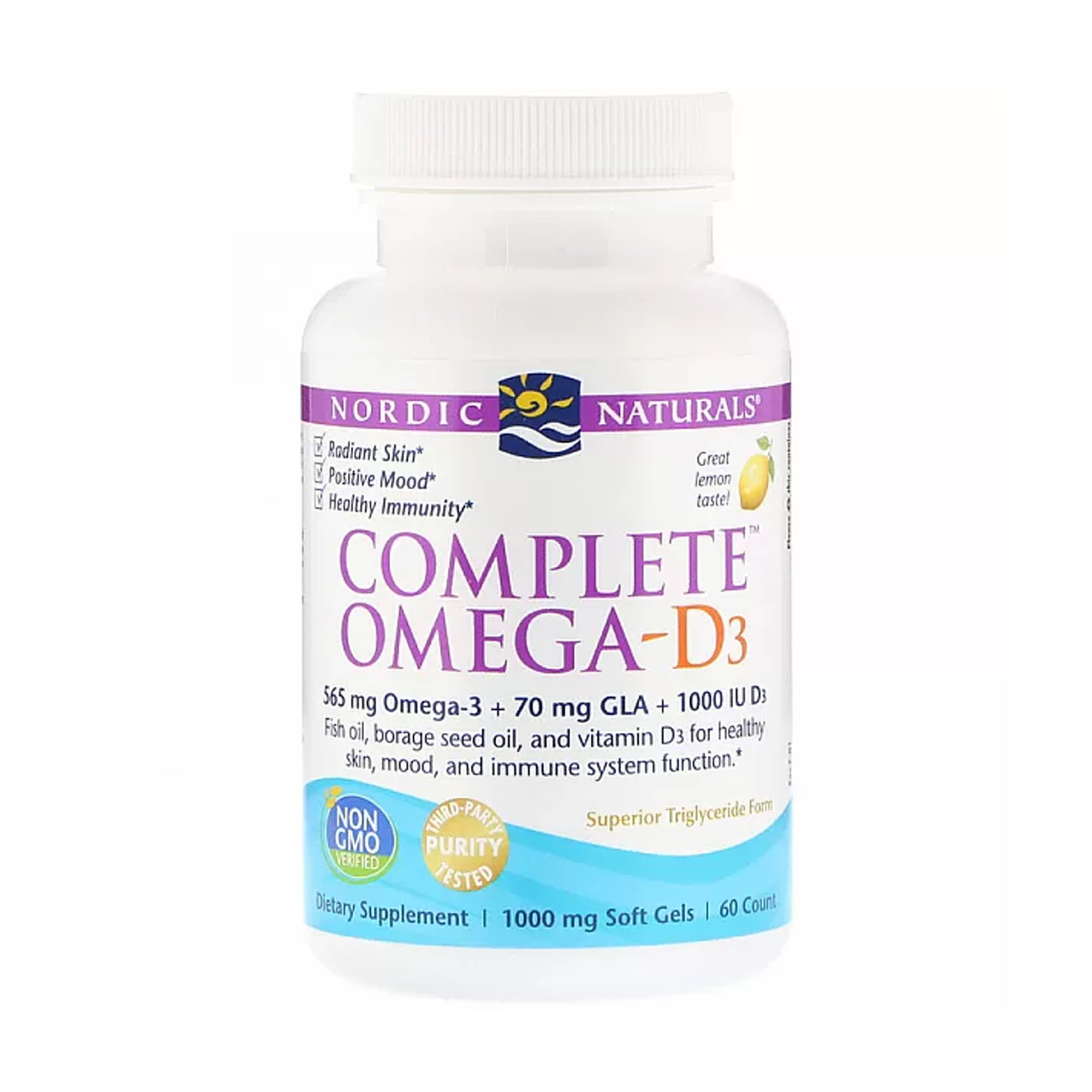Омега комплекс з вітаміном Nordic Naturals Complete Omega-D3 зі смаком лимону, 60 гелевих капсул