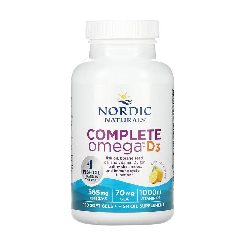 Омега комплекс з вітаміном Nordic Naturals Complete Omega-D3 зі смаком лимону, 120 гелевих капсул