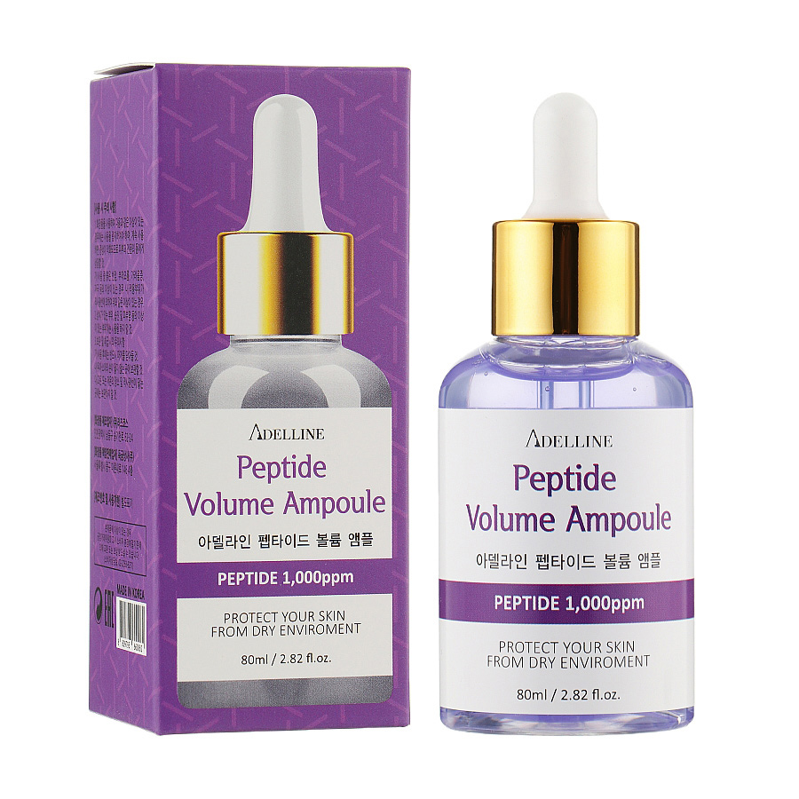 Омолоджувальна ампульна сироватка для обличчя Adelline Peptide Volume Ampoule з пептидами, 80 мл
