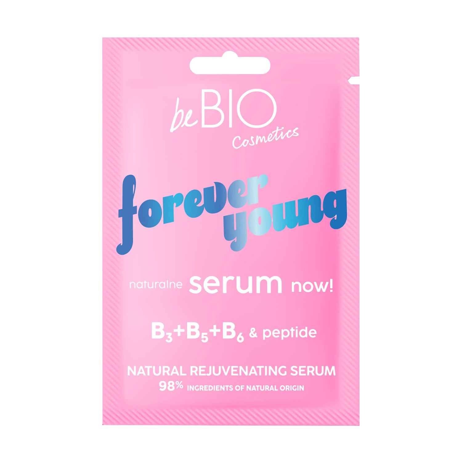 Омолоджувальна сироватка для обличчя beBIO Forever Young Natural Rejuvenatng Serum з вітамінами B3, B5, B6 та пептидами, 8 мл