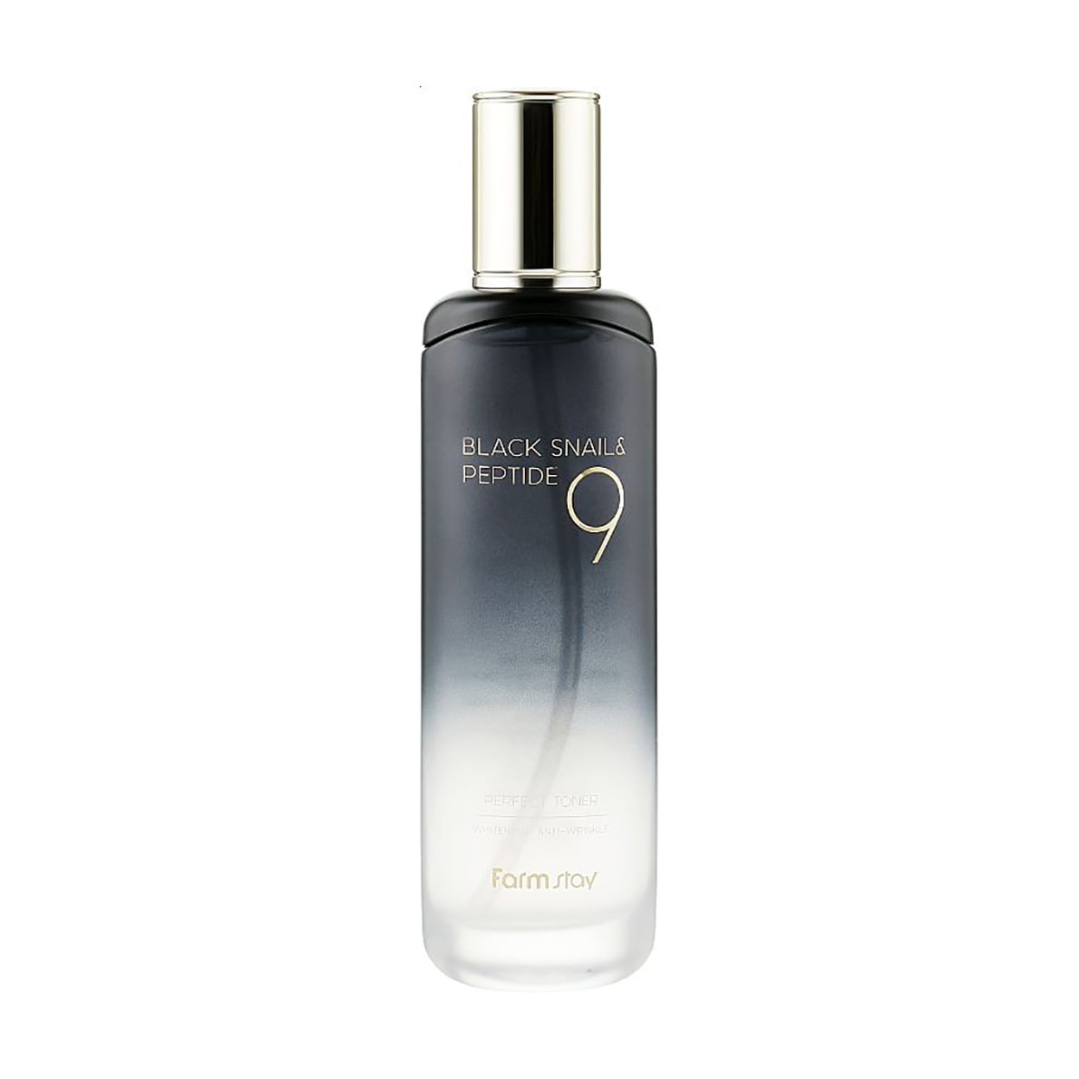 Омолоджувальний тонер для обличчя FarmStay Black Snail &amp; Peptide 9 Perfect Toner з муцином чорного равлика та пептидами, 120 мл