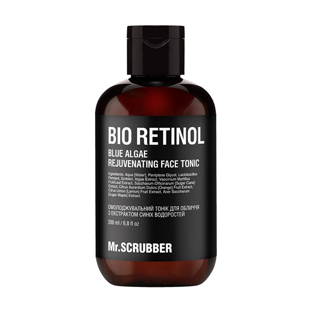 Омолоджувальний тонік для обличчя Mr.Scrubber Bio Retinol Face Tonic з екстрактом синіх водоростей, 200 мл
