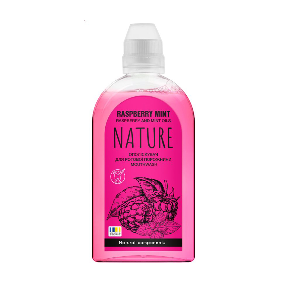 Ополіскувач для ротової порожнини Bioton Cosmetics Nature Mouthwash Малинова м'ята, 350 мл