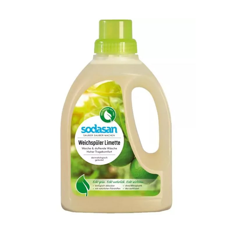 Ополіскувач для тканин Sodasan Fabric Softener Лайм, для швидкого прасування, 20 циклів прання, 750 мл