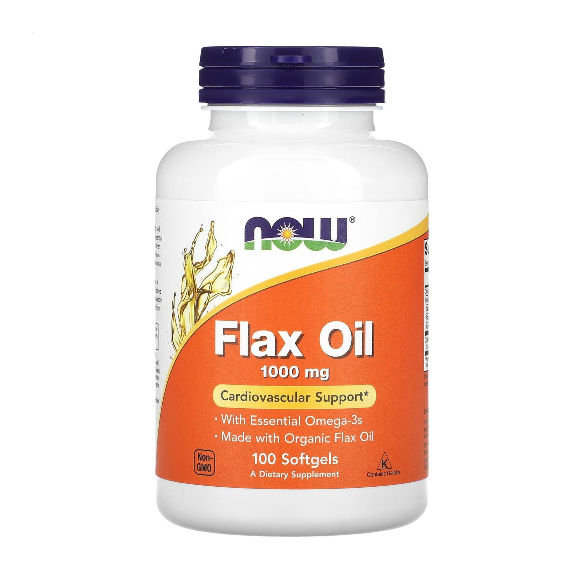 Органічна лляна олія NOW Foods Flax Oil 1000 мг, 100 гелевих капсул
