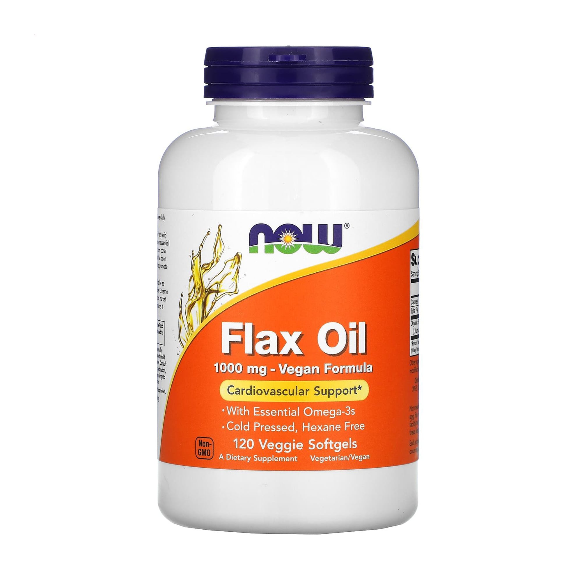 Органічна лляна олія NOW Foods Flax Oil 1000 мг, 120 веганських гелевих капсул