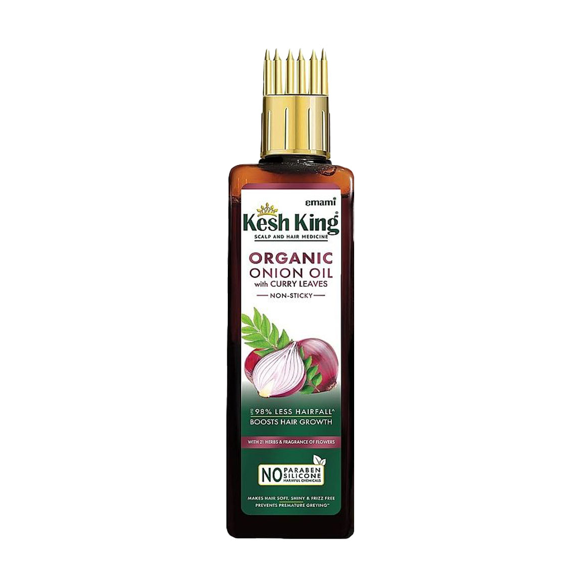 Органічна цибулева олія для волосся Emami Kesh King Organic Onion Oil з листям каррі, 100 мл
