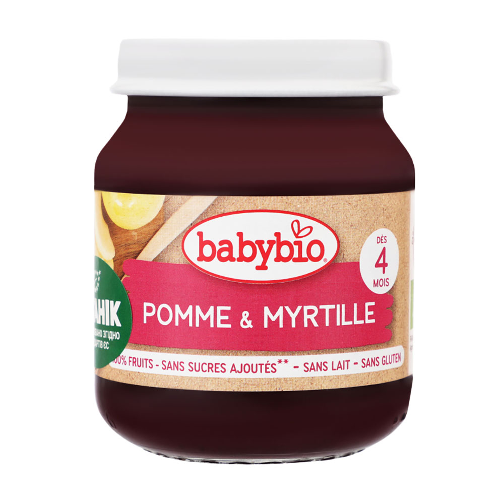 Органічне пюре Babybio з яблука та чорниці, 130 г