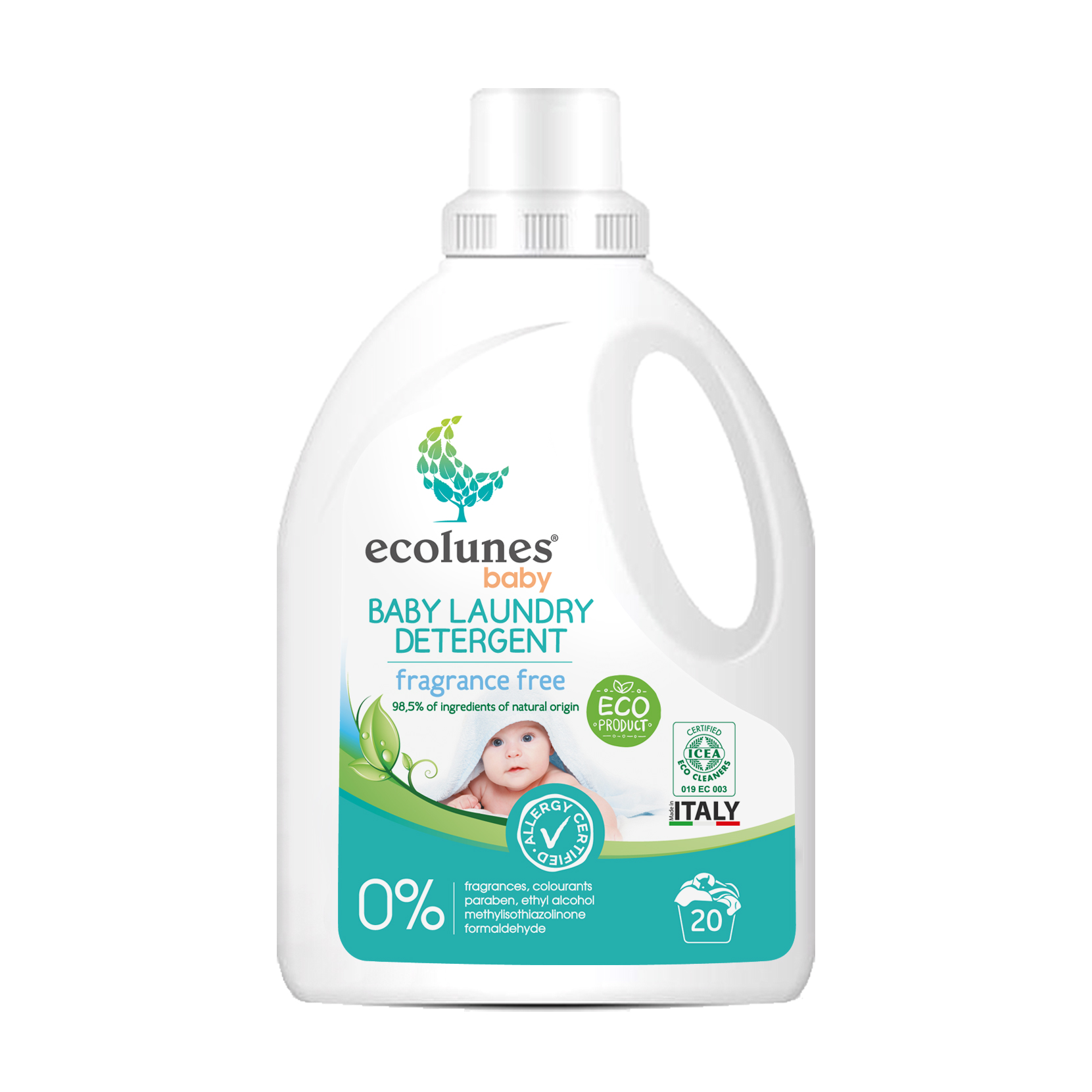 Органічний гель для прання дитячих речей Ecolunes, 20 циклів прання, 1 л