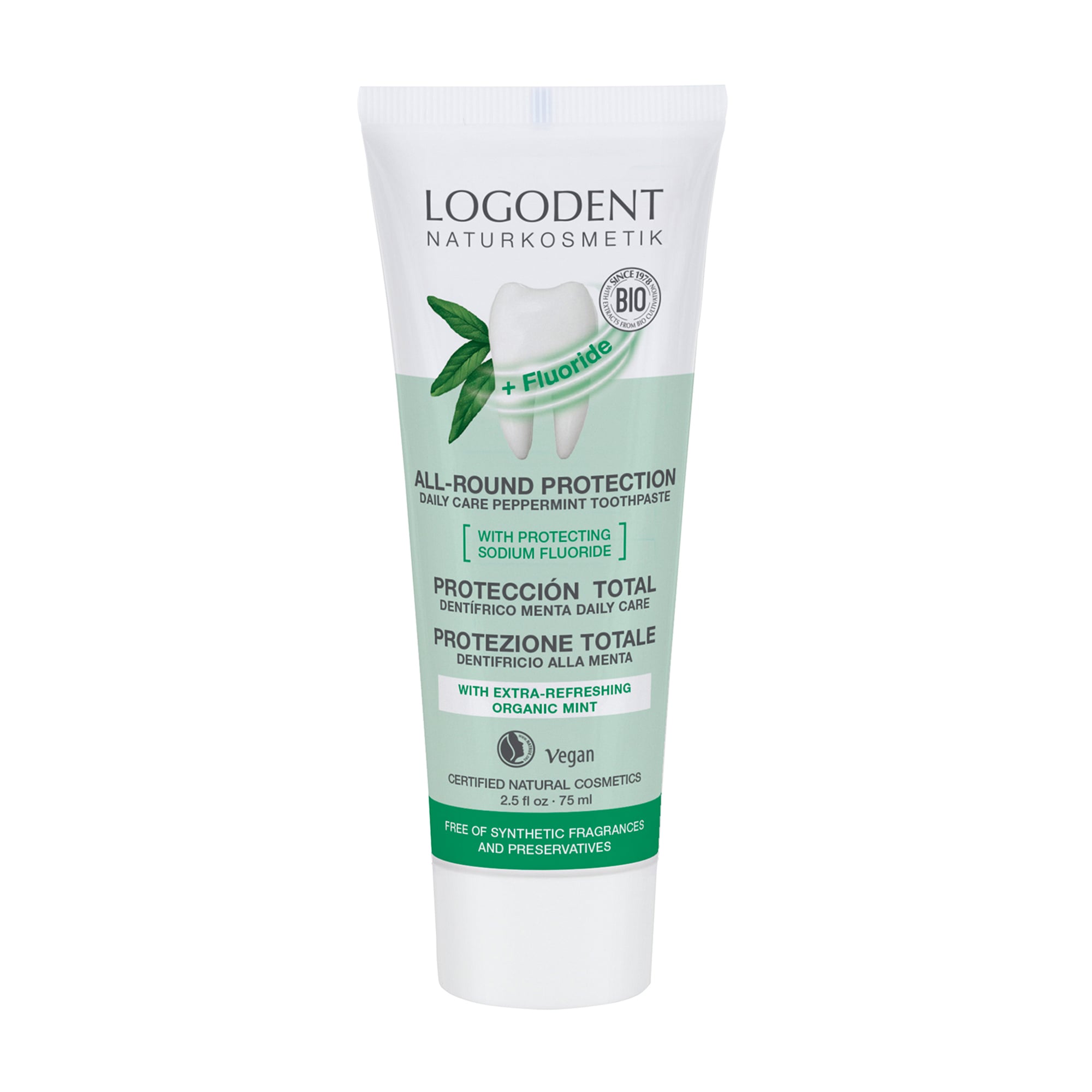 Освіжальна зубна біо-паста Logodent Oral Hygiene Products Toothpaste з м'ятою і фтором, 75 мл