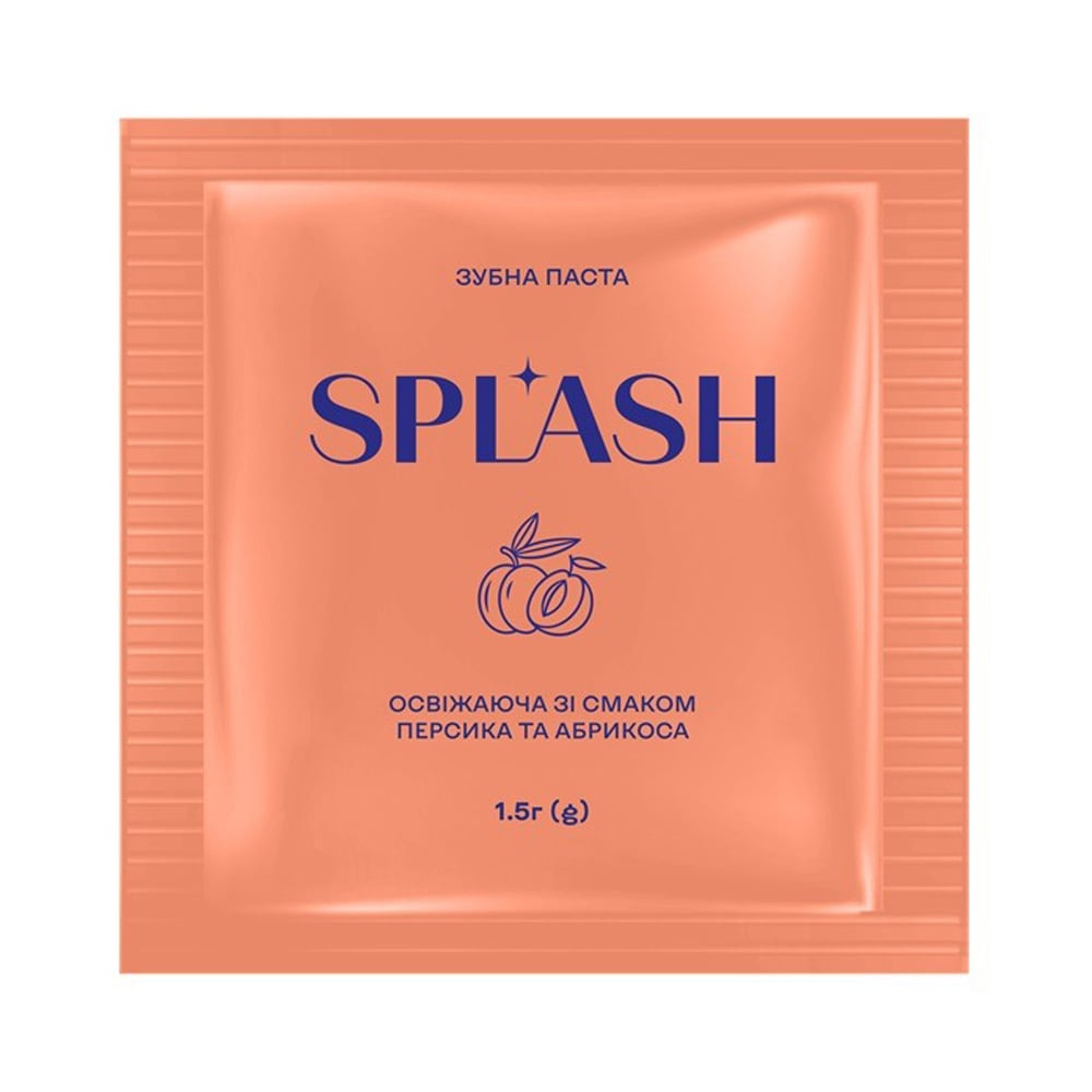 Освіжальна зубна паста Splash зі смаком персика та абрикоса, 1.5 г (саше)