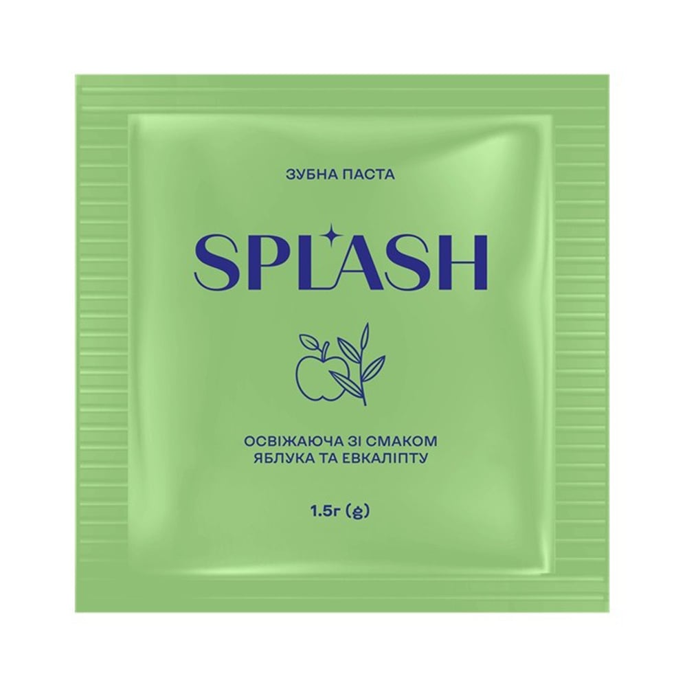 Освіжальна зубна паста Splash зі смаком яблука та евкаліпту, 1.5 г (саше)