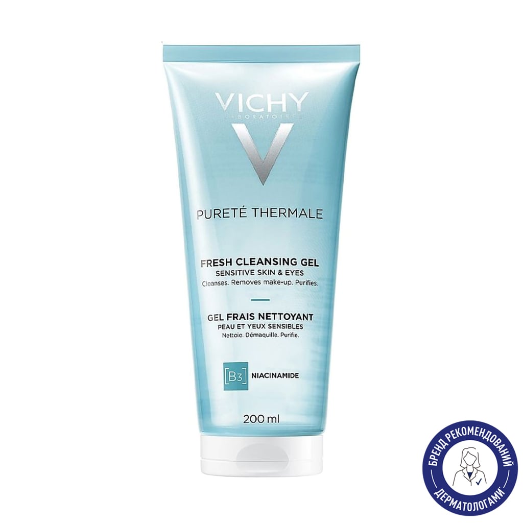 Освіжальний очищувальний гель для обличчя Vichy Purete Thermale для всіх типів шкіри, навіть чутливої, 200 мл