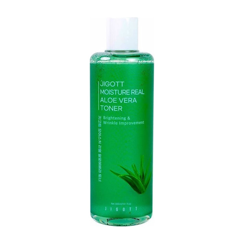 Освіжальний тонер для обличчя Jigott Moisture Real Aloe Vera Toner з екстрактом алое вера, 300 мл