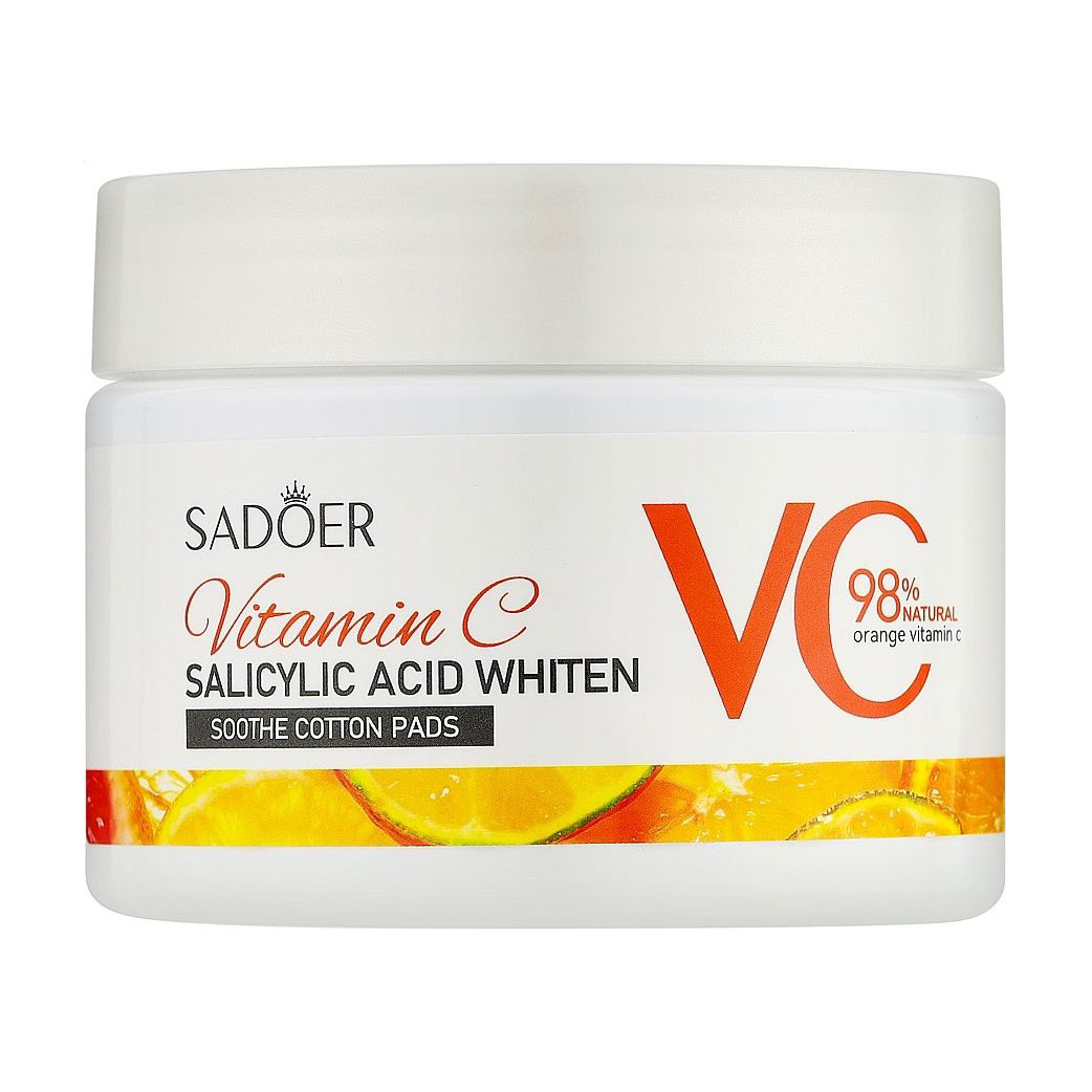 Пади для обличчя Sadoer Vitamin C Salicylic Acid Whiten Soothe Cotton Pads з саліциловою кислотою та вітаміном С, 55 шт