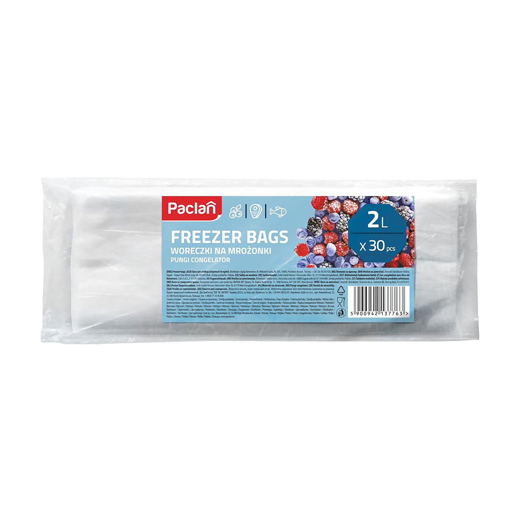 Пакети для заморожування Paclan Freezer Bags 2 л, 30 шт