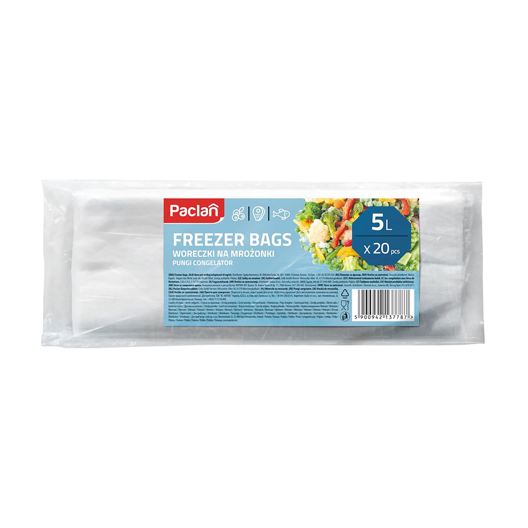 Пакети для заморожування Paclan Freezer Bags 5 л, 20 шт