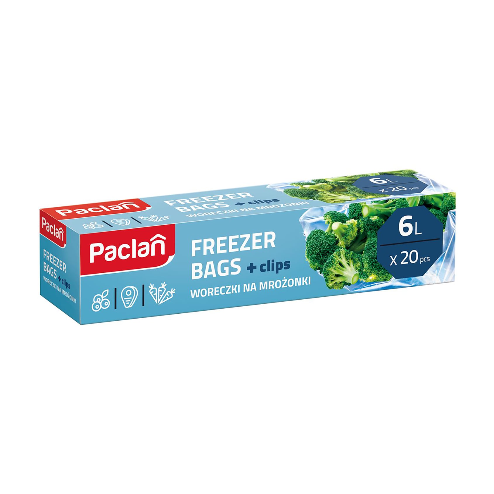 Пакети для заморожування Paclan Freezer Bags з кліпсами, 6 л, 20 шт