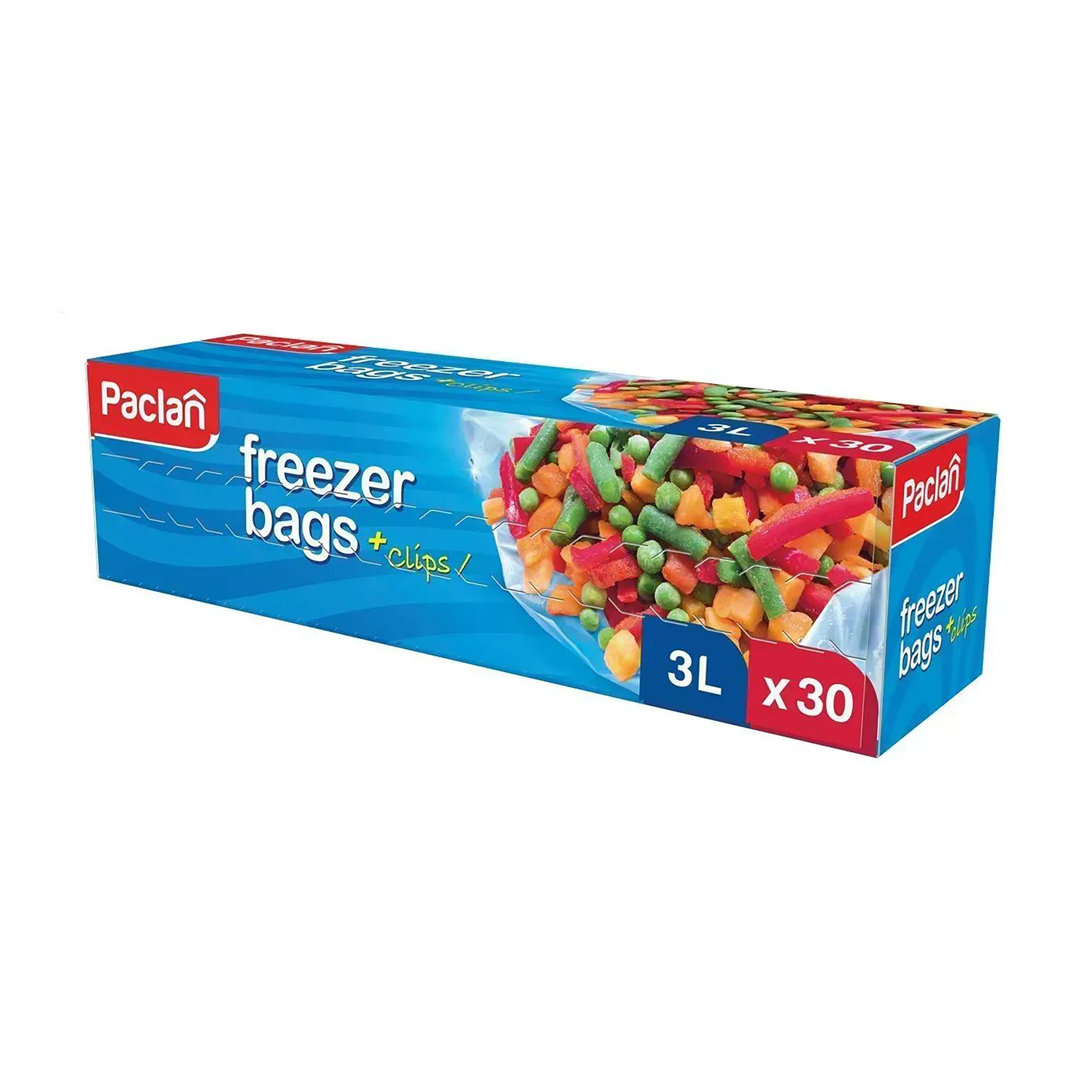 Пакети для заморожування Paclan Freezer Bags з кліпсами, 3 л, 30 шт