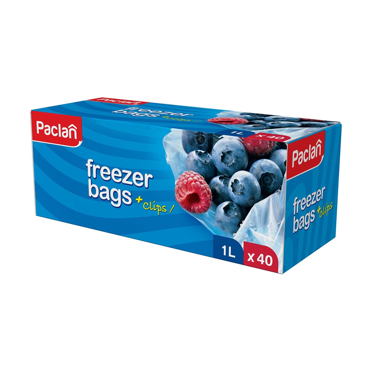 Пакети для заморожування Paclan Freezer Bags з кліпсами, 1 л, 40 шт