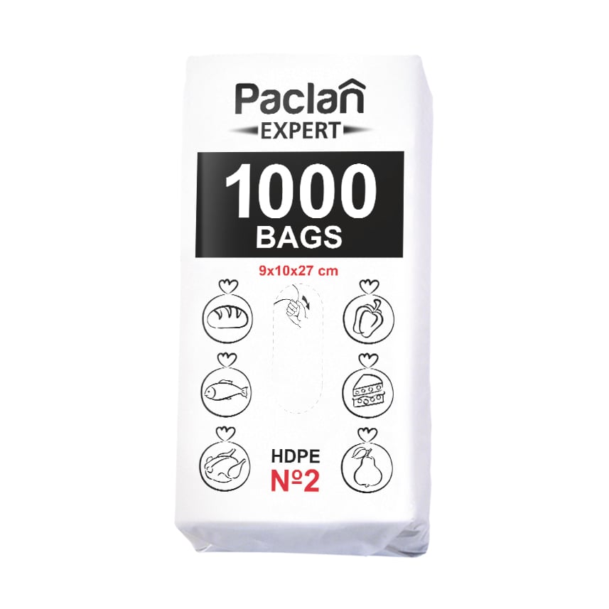Пакети фасувальні Paclan Expert HDPE 2,  9*10*27 см, 1000 шт