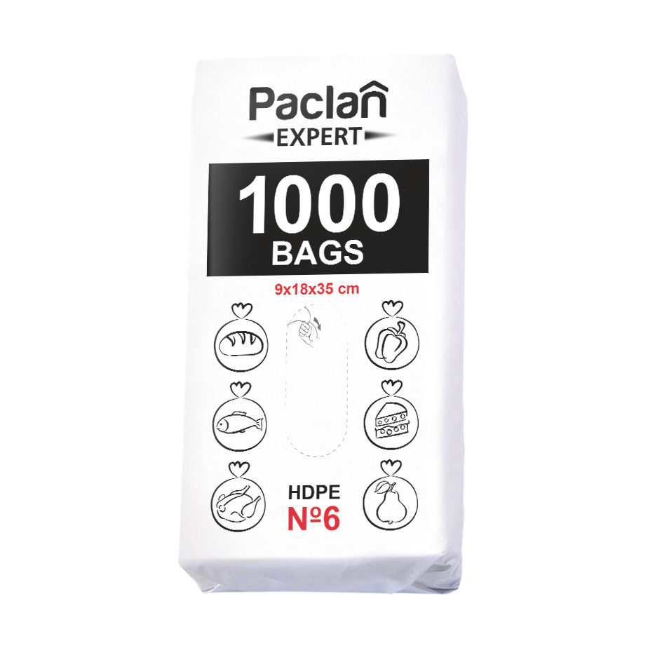 Пакети фасувальні Paclan Expert HDPE 6, 9*18*35 см, 1000 шт
