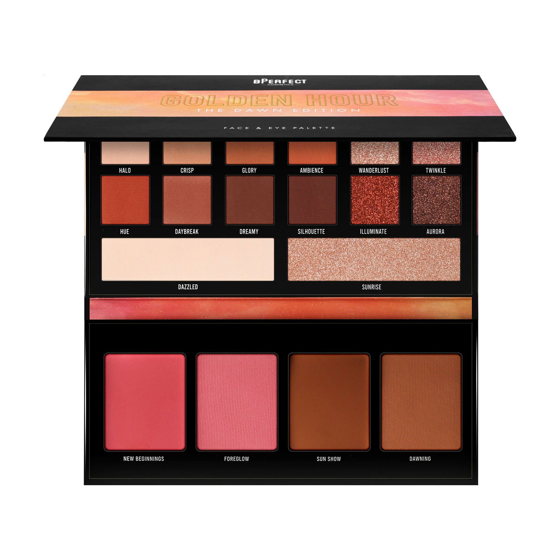 Палетка для макіяжу очей та обличчя BPerfect Cosmetics Golden Hour The Dawn Edition Face &amp; Eye Palette, 54.6 г