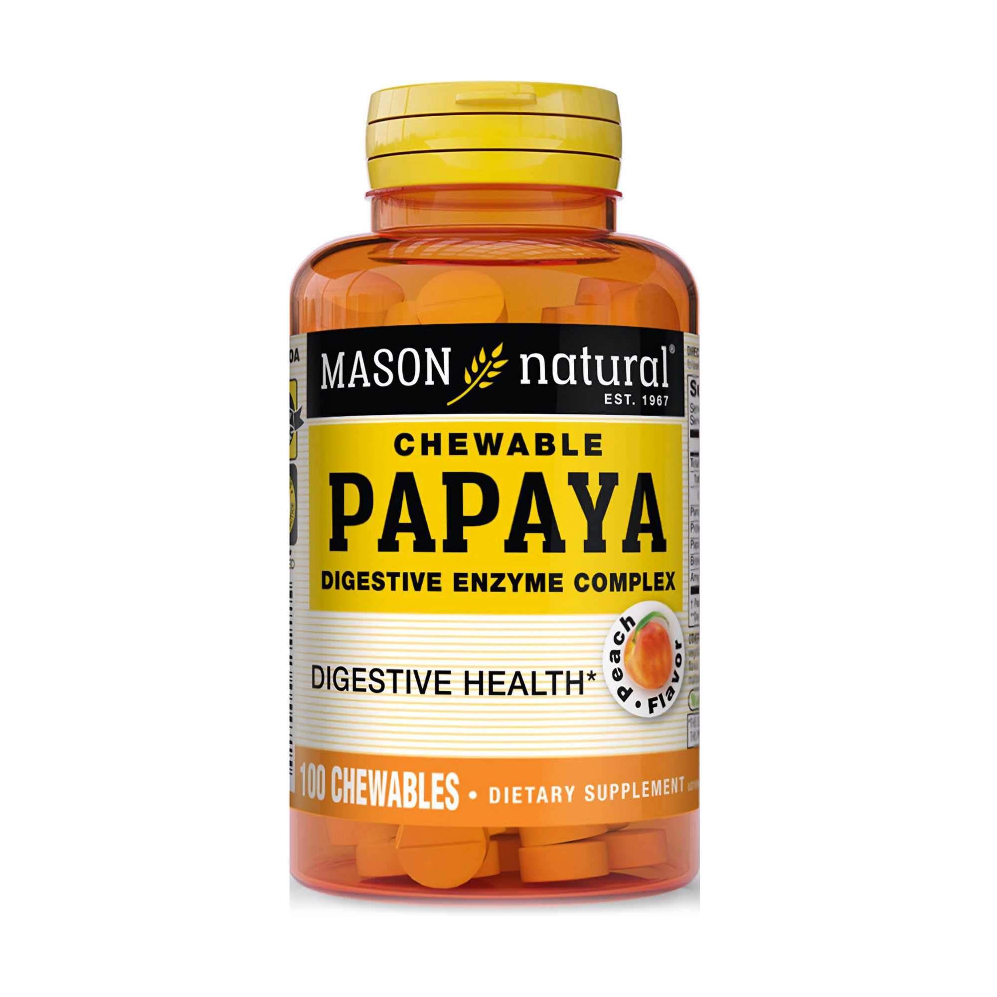 Папайя, комплекс травних ферментів Mason Natural Papaya Digestive Enzyme Complex, 100 таблеток