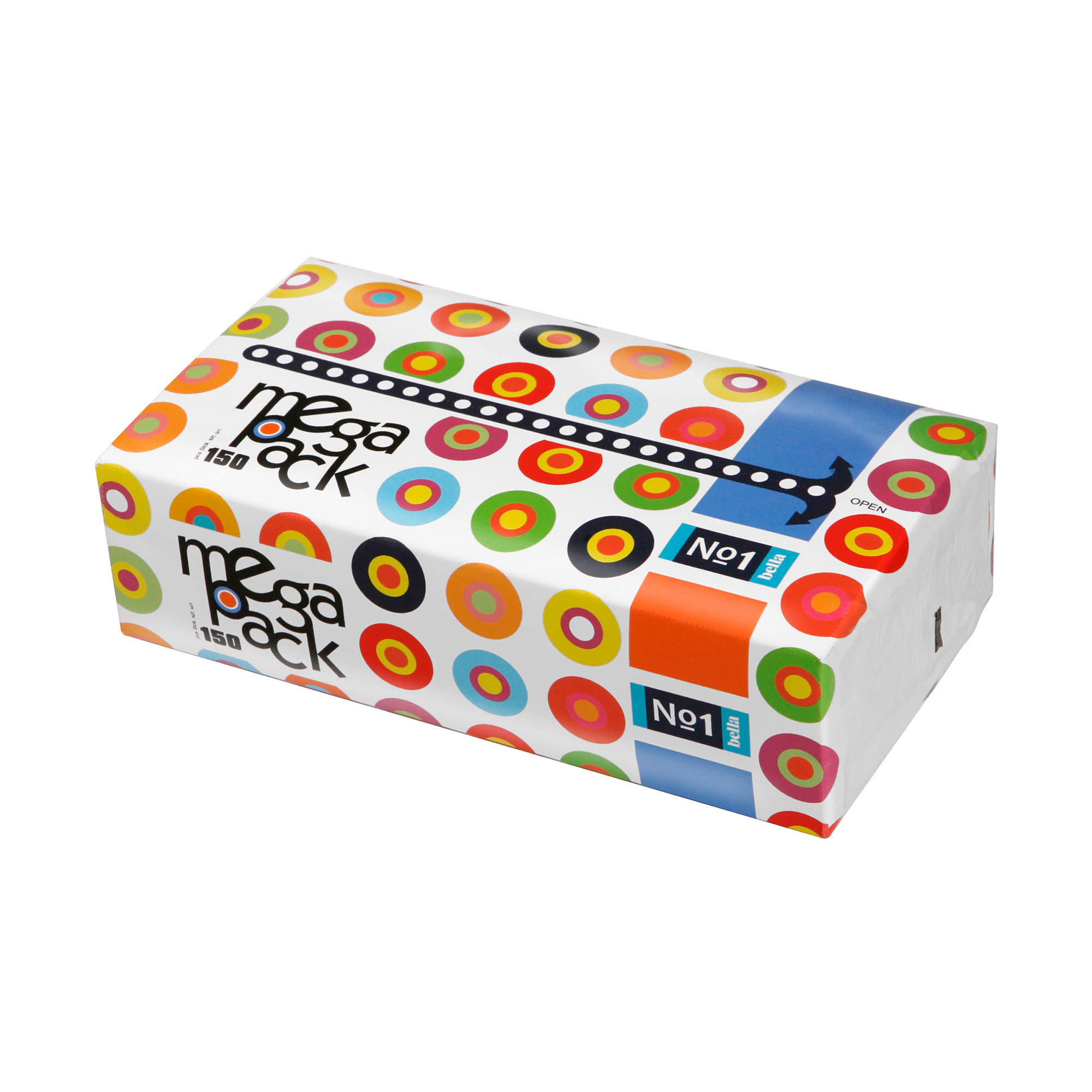 Паперові хустинки Bella №1 Mega Pack універсальні, 2-шарові, 150 шт