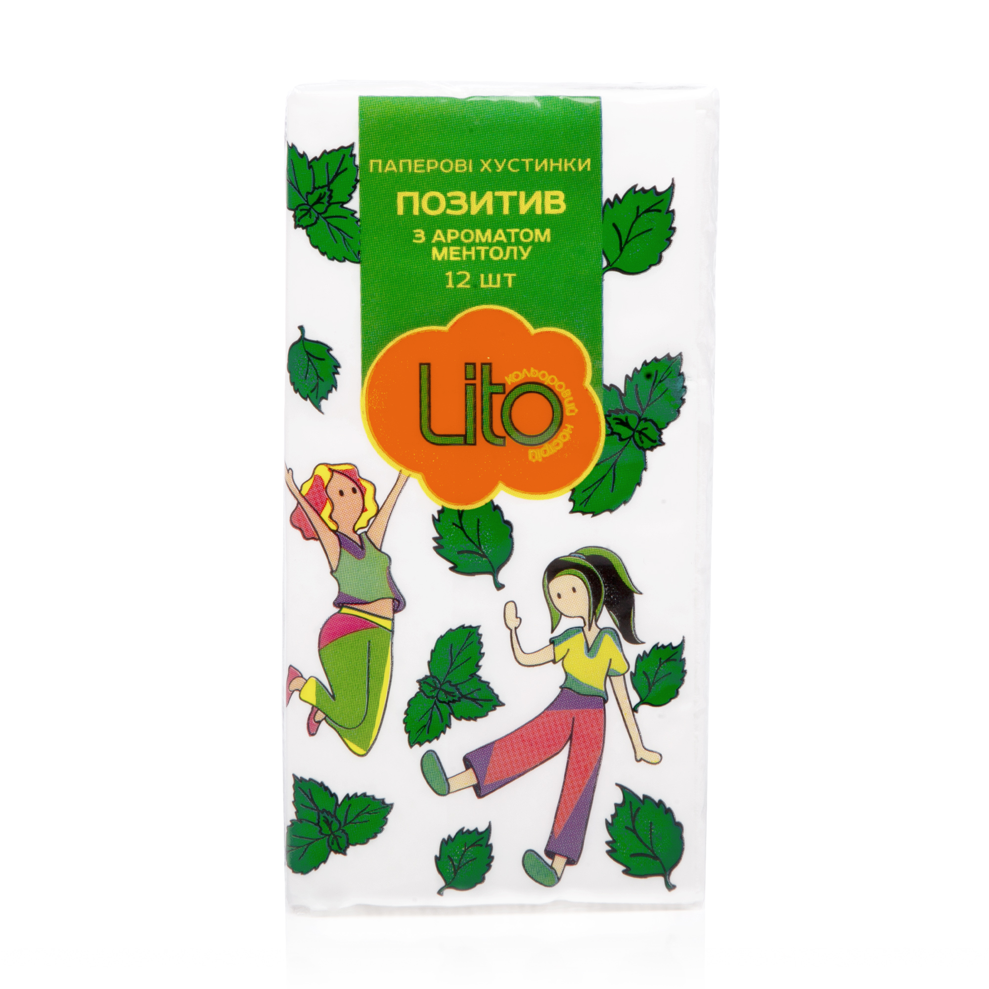 Паперові носові хустинки Lito Позитив, 2-шарові, 12 шт