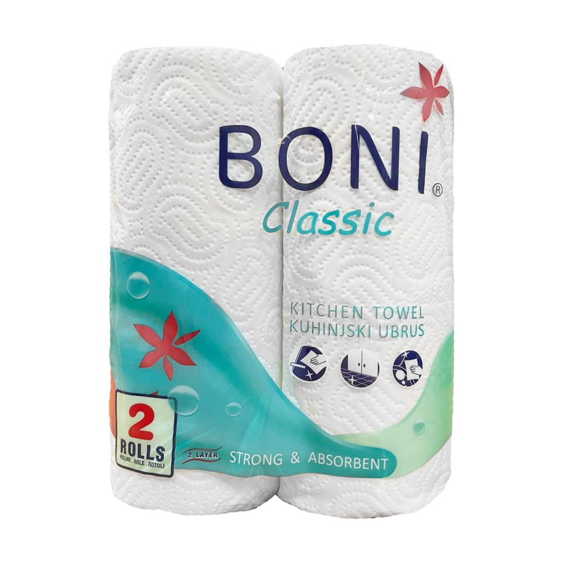 Паперові рушники Boni Classic, 2-х шарові, білі, 2 шт