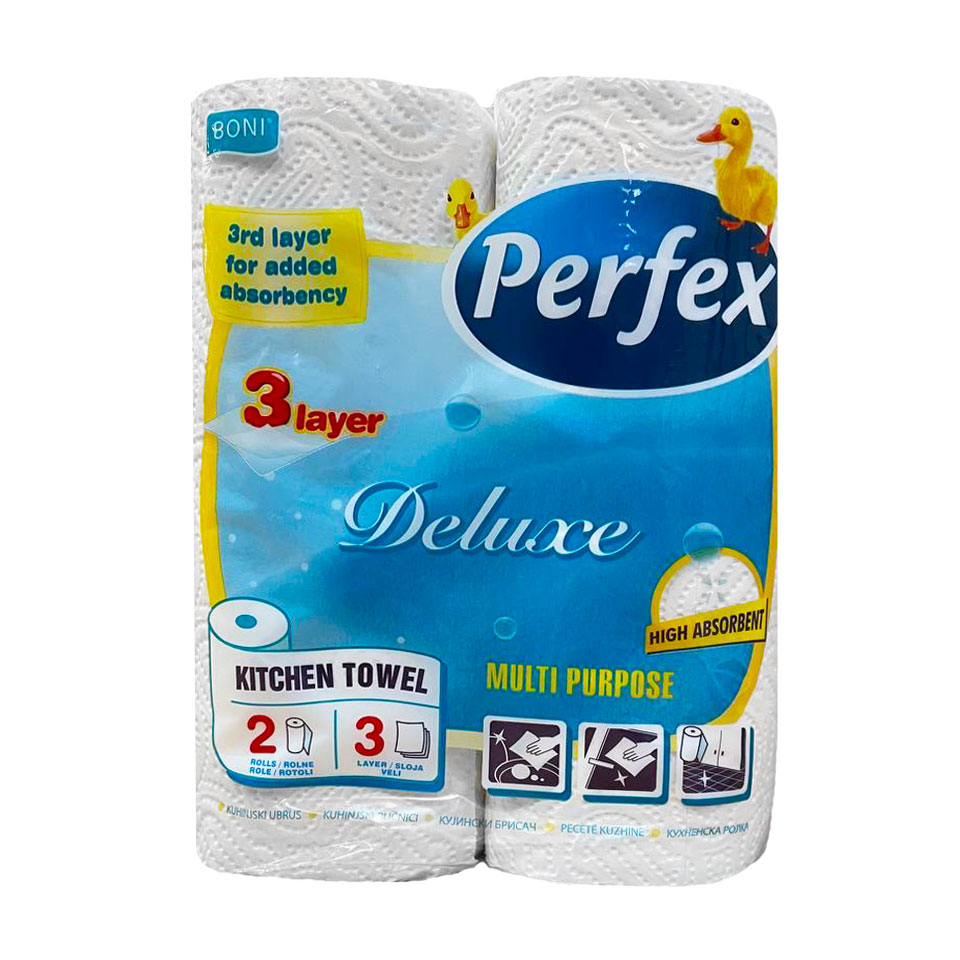 Паперові рушники Boni Perfex Deluxe 3-шарові, білі, 2 шт