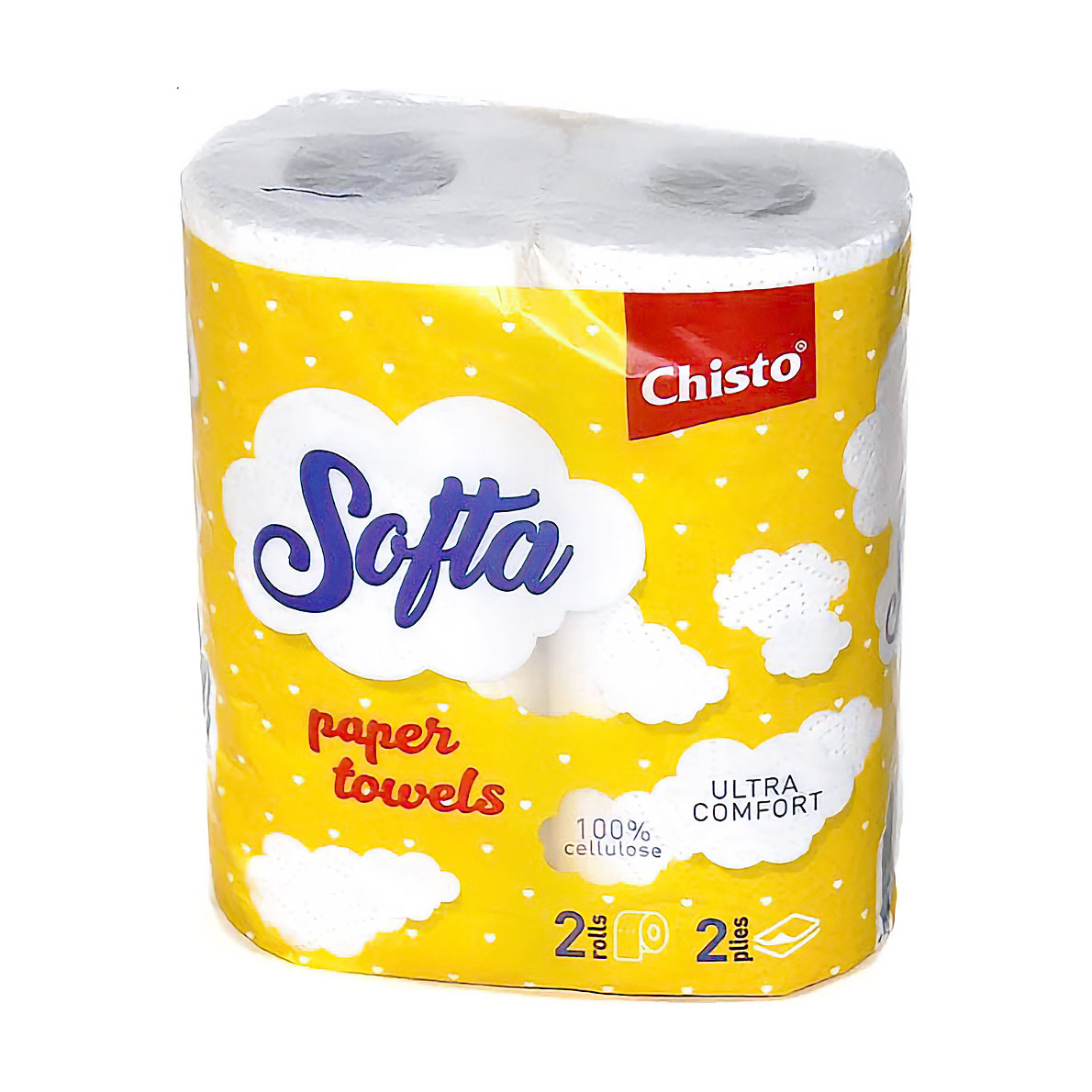 Паперові рушники Chisto Softa на гільзі, 2х-шаровий, 2 рулони