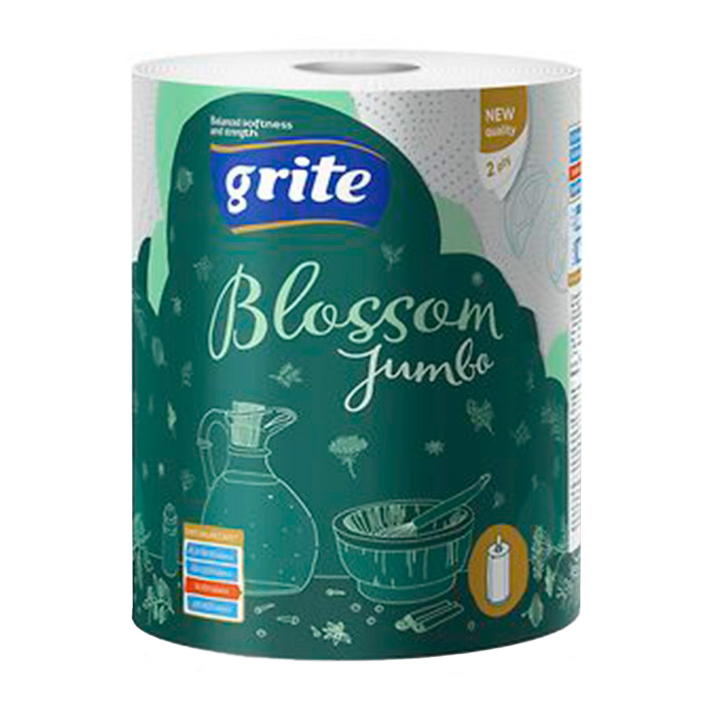 Паперові рушники Grite Blossom Jumbo 2-шарові, 340 відривів, 1 рулон