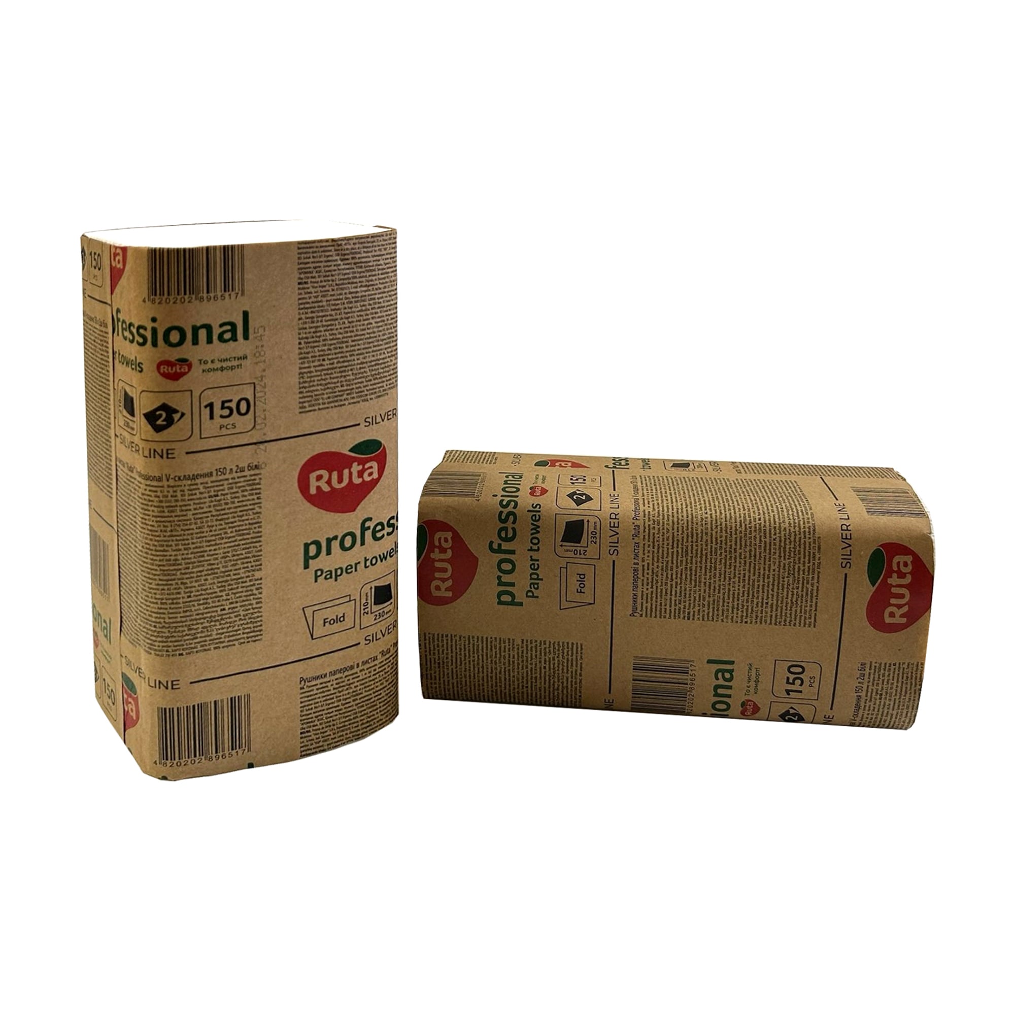 Паперові рушники Ruta Professional білі, V-складання, 2-шарові, 150 шт