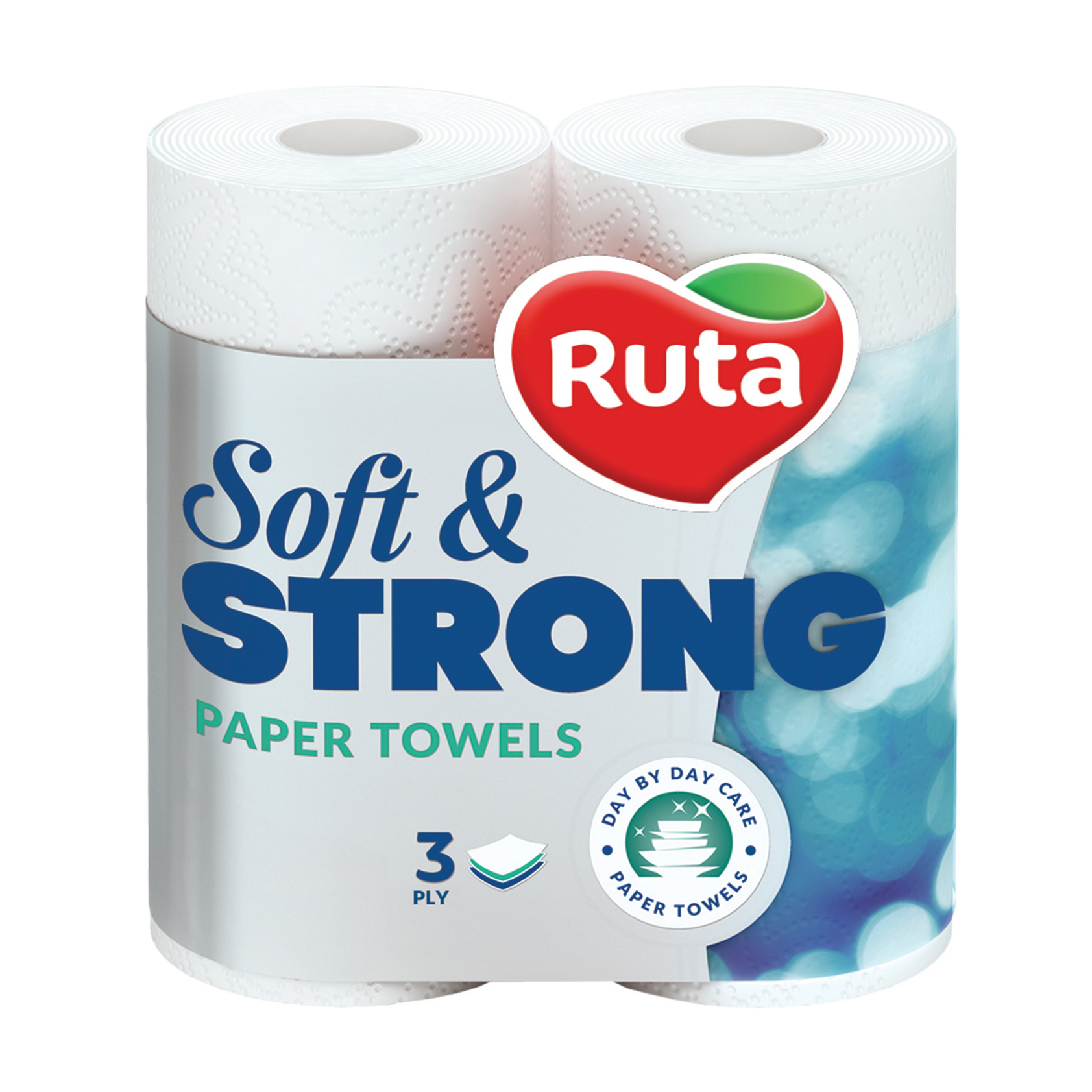 Паперові рушники RUTA Soft Strong білі, 3-шарові 87 відривів, 2 рулони