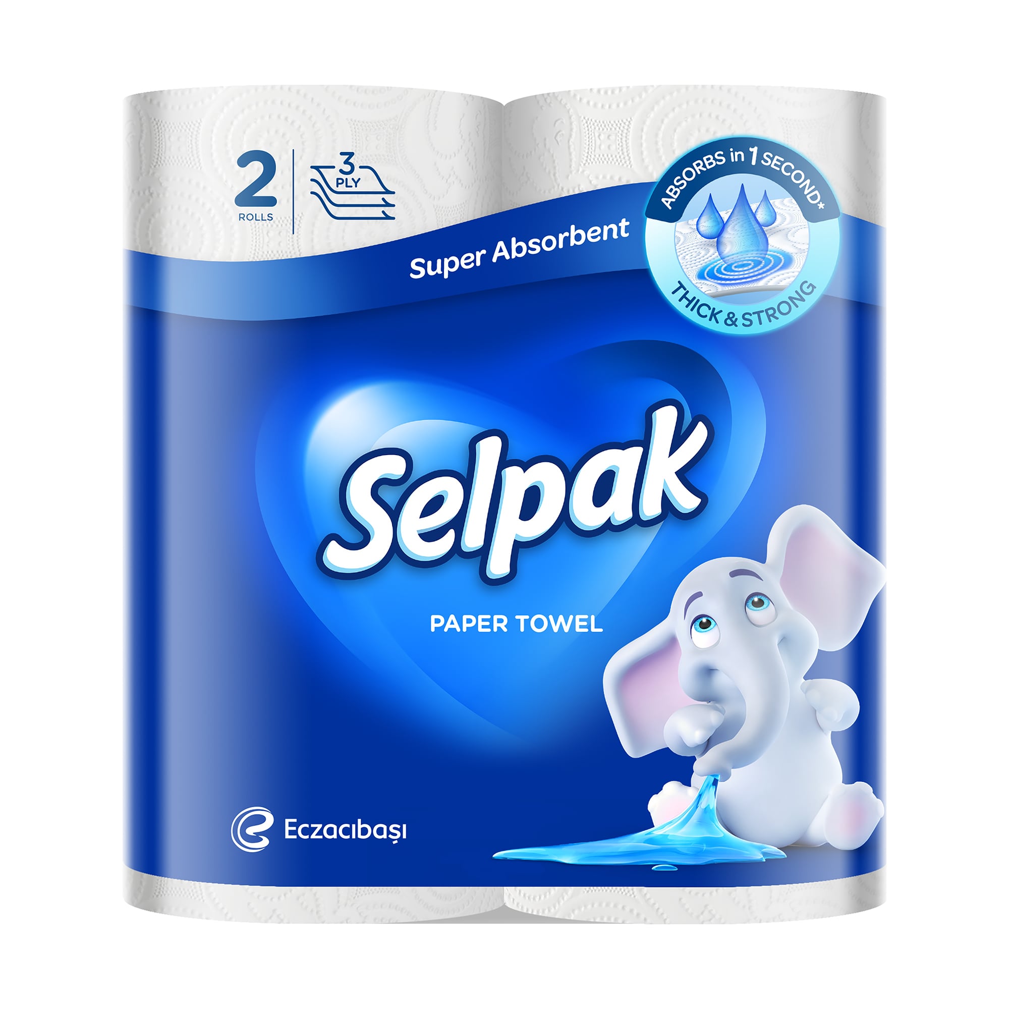 Паперові рушники Selpak, білі, 3-шарові, 90 відривів, 2 рулони
