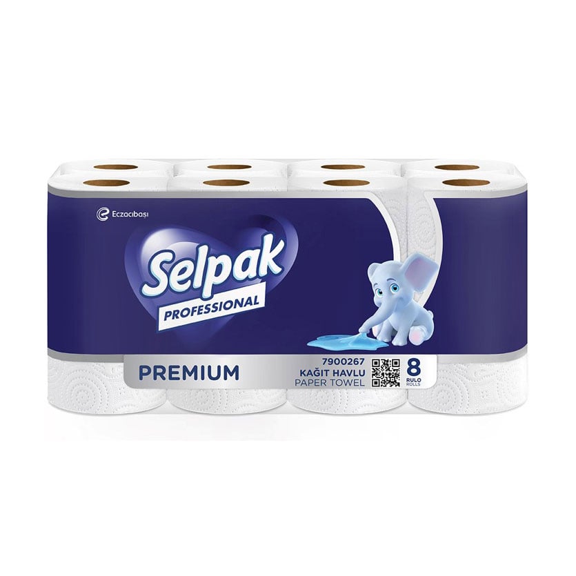 Паперові рушники Selpak Pro Premium 3-шарові, 8 рулонів
