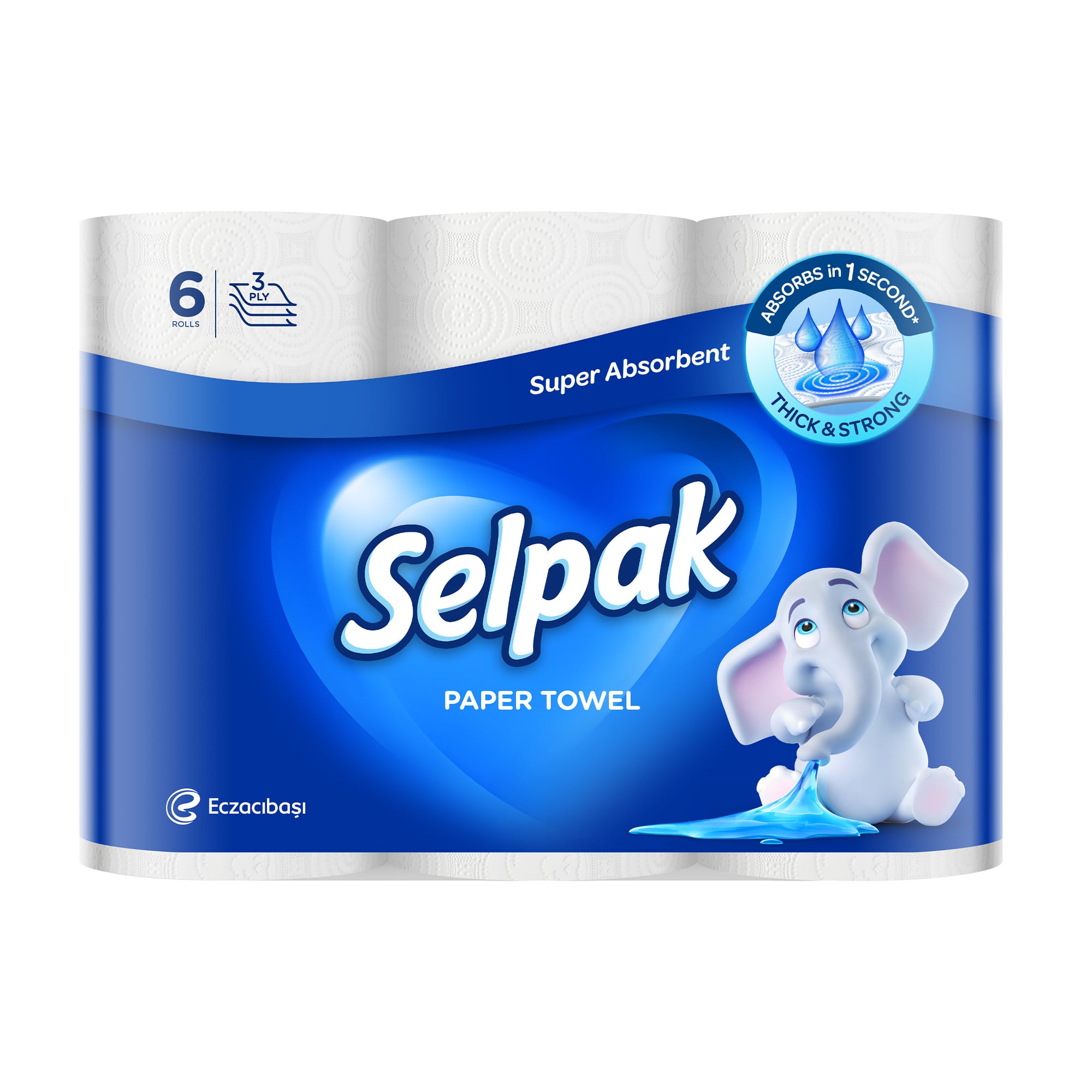 Паперові рушники Selpak Super білі, 3-шарові, 80 відривів, 6 рулонів