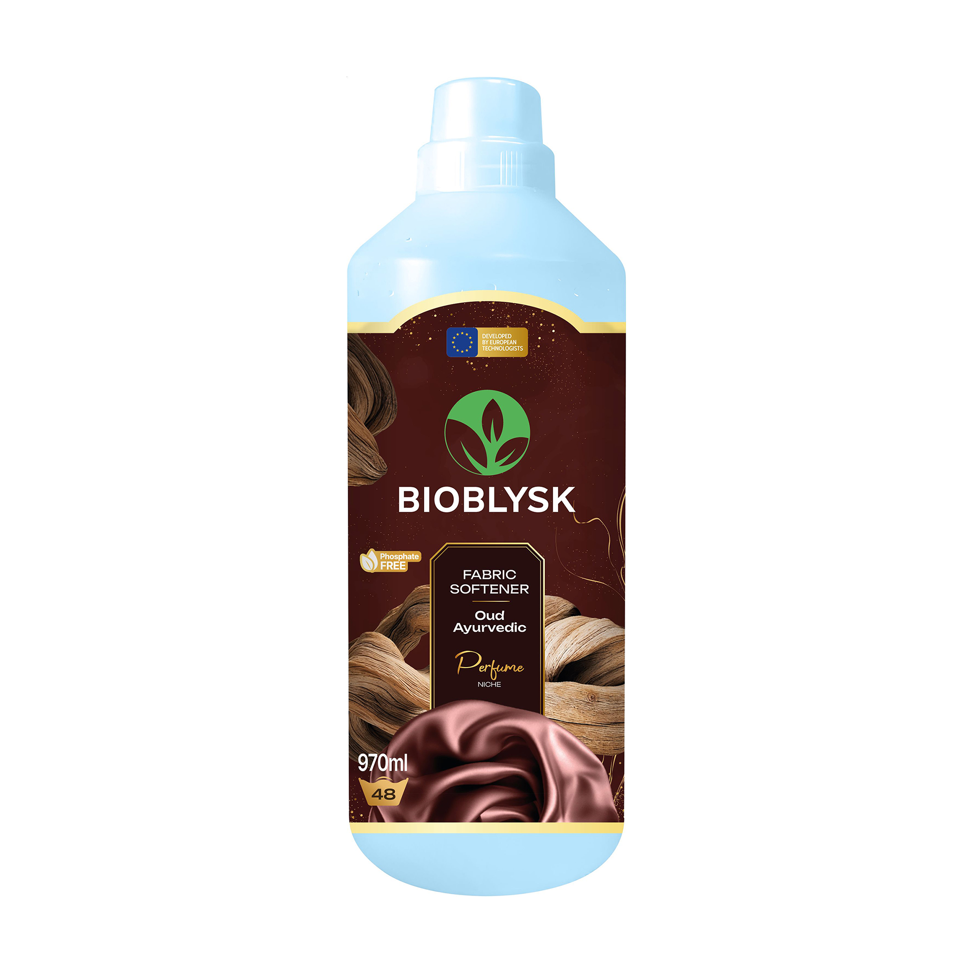 Парфумований кондиціонер-ополіскувач для білизни BioBlysk Oud Ayurvedic Perfume Niche, 48 циклів пранння, 970 мл