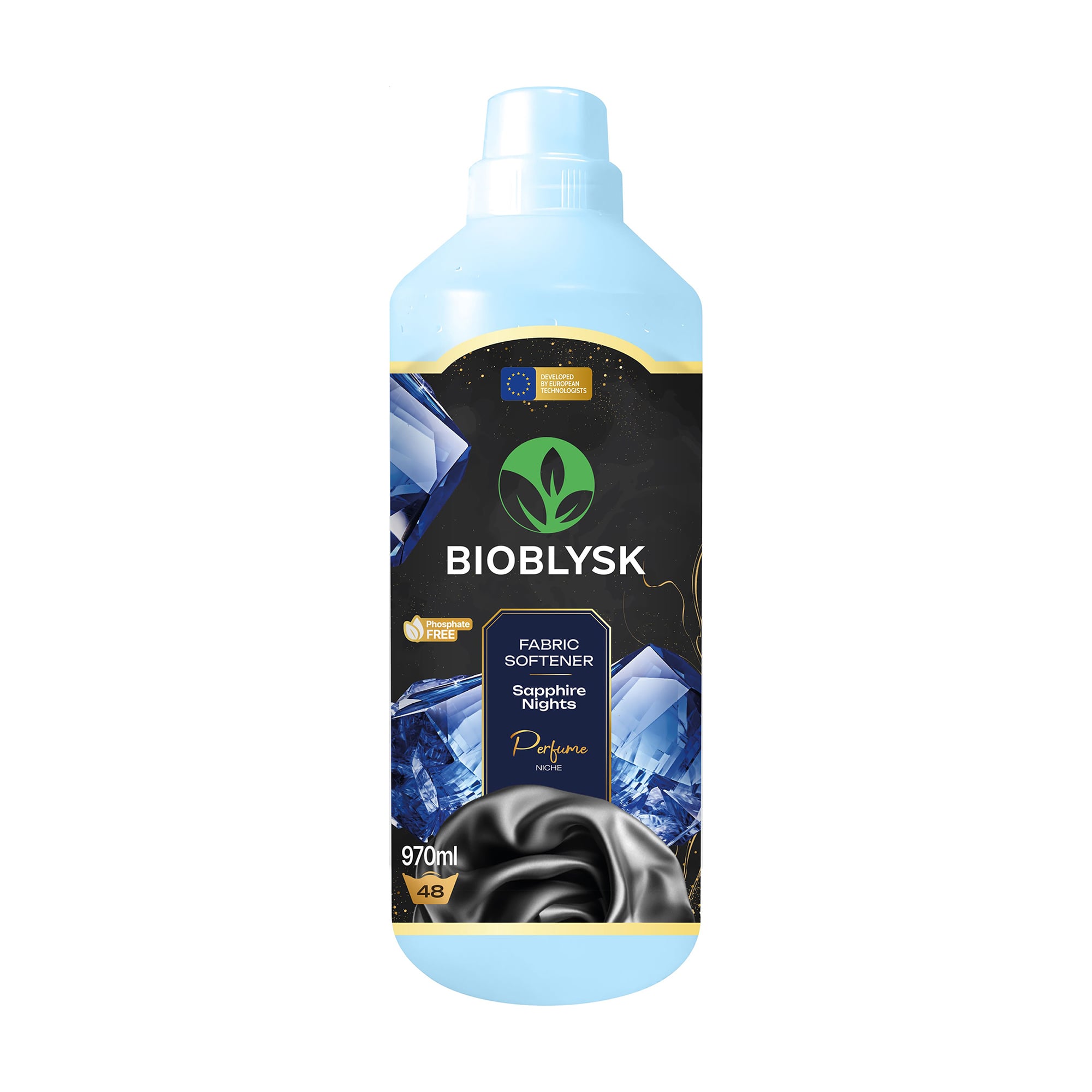 Парфумований кондиціонер-ополіскувач для білизни BioBlysk Sapphire Nights Perfume Niche, 48 циклів пранння, 970 мл