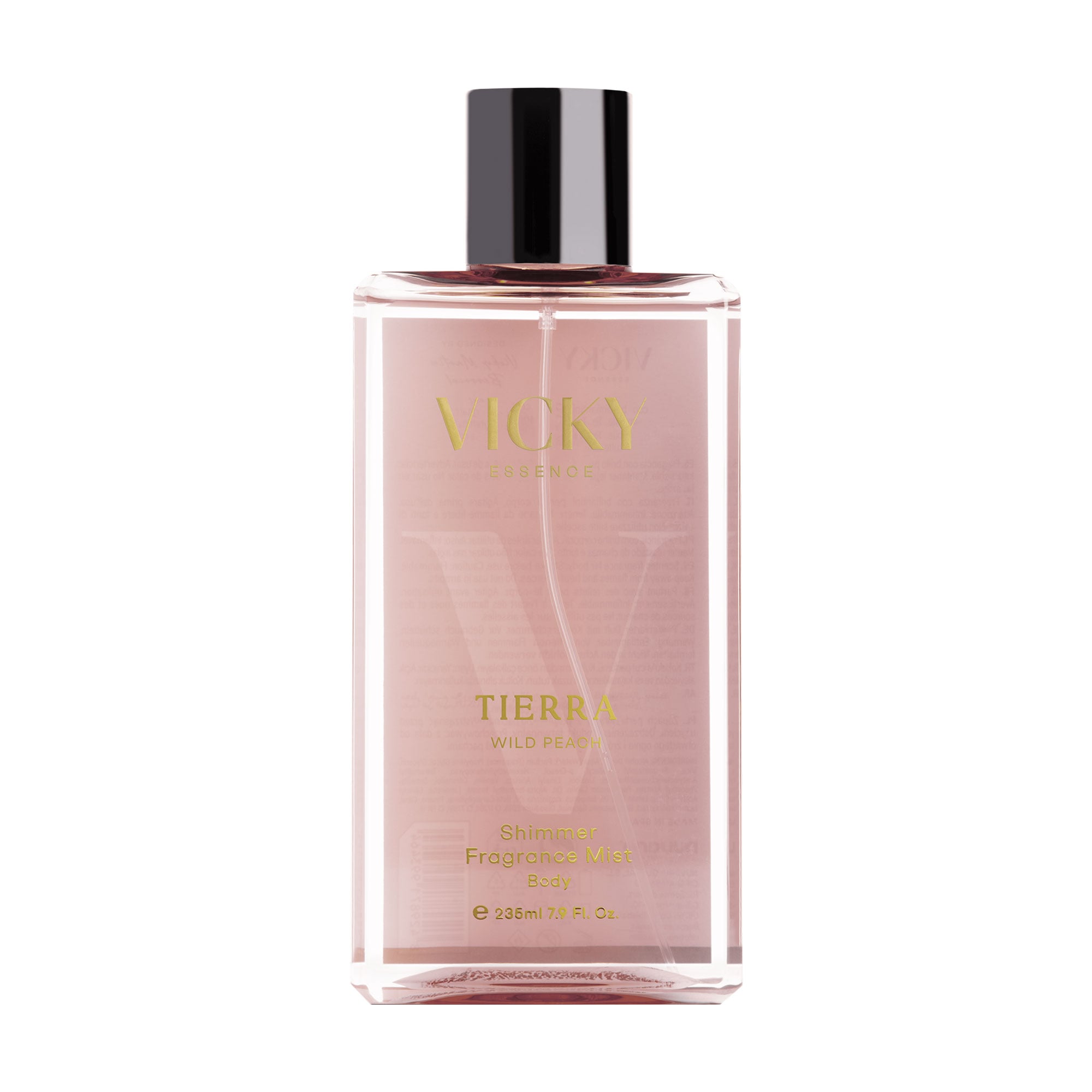 Парфумований міст-шимер для тіла Vicky Essence Tierra Wild Peach Shimmer Fragrance Mist, 235 мл