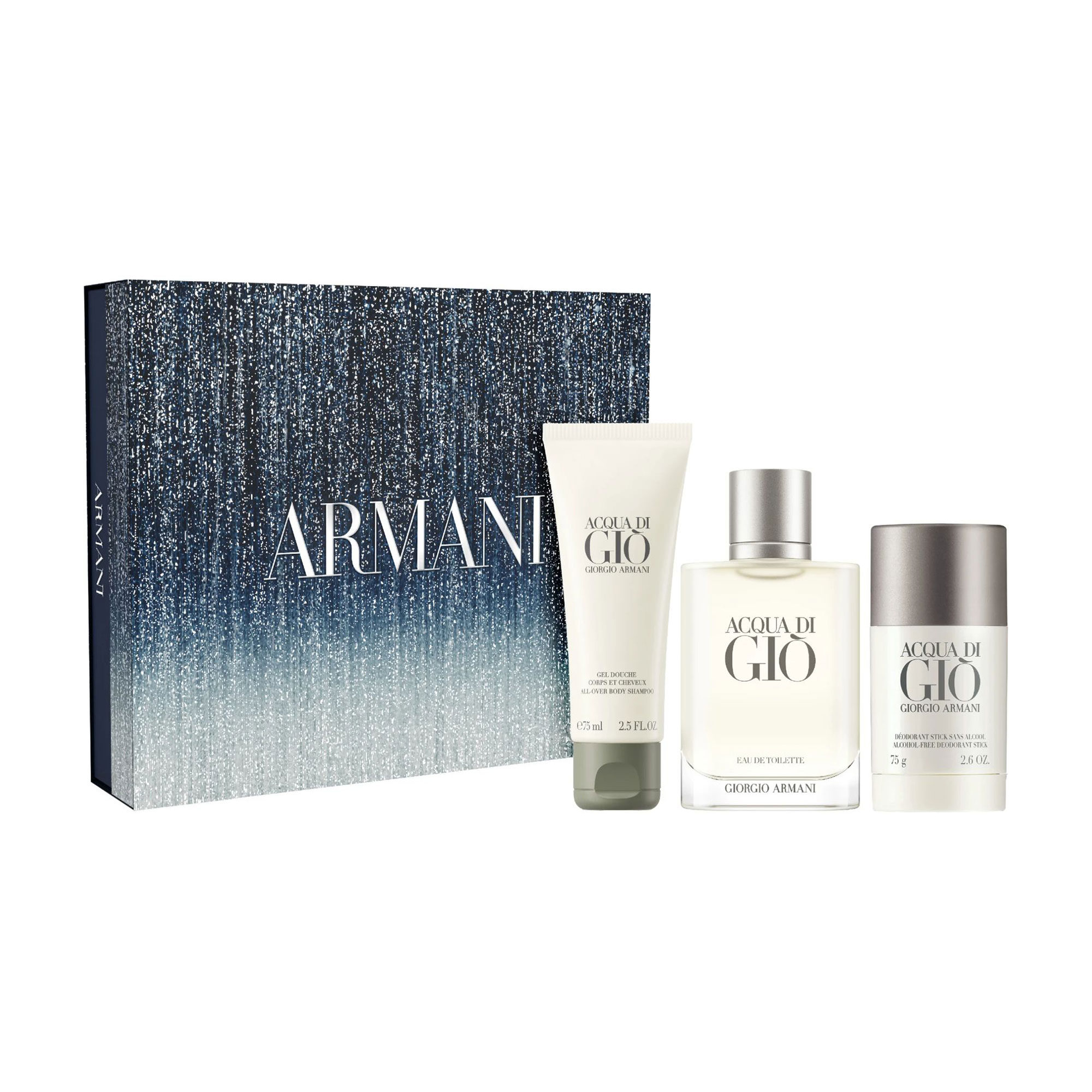 Парфумований набір чоловічий Giorgio Armani Acqua Di Gio (дезодорант-стік, 75 г + туалетна вода, 100 мл + гель для душу, 75 мл)