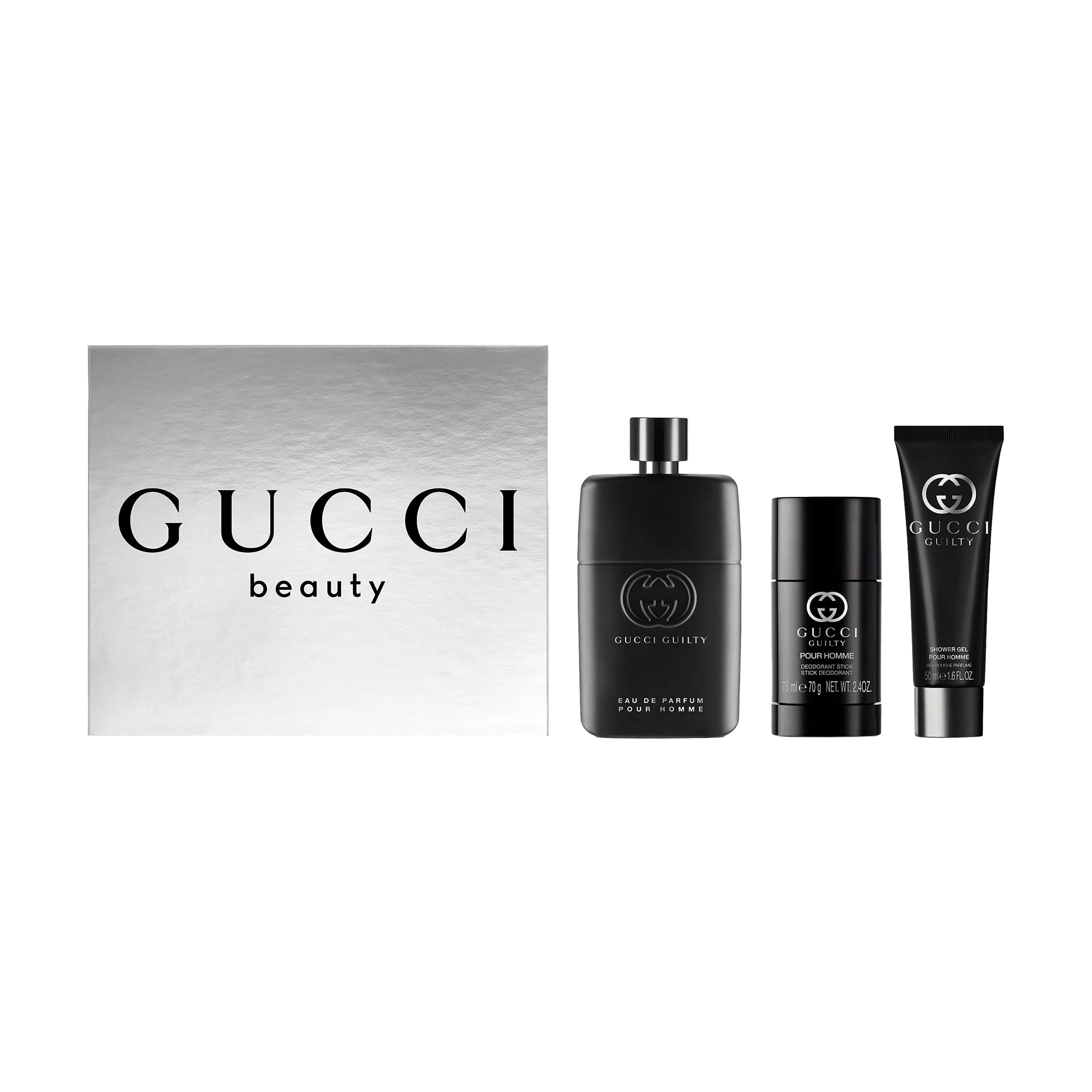 Парфумований набір чоловічий Gucci Guilty Pour Homme (парфумована вода, 90 мл + гель для душу, 50 мл + дезодорант-стік, 75 мл)