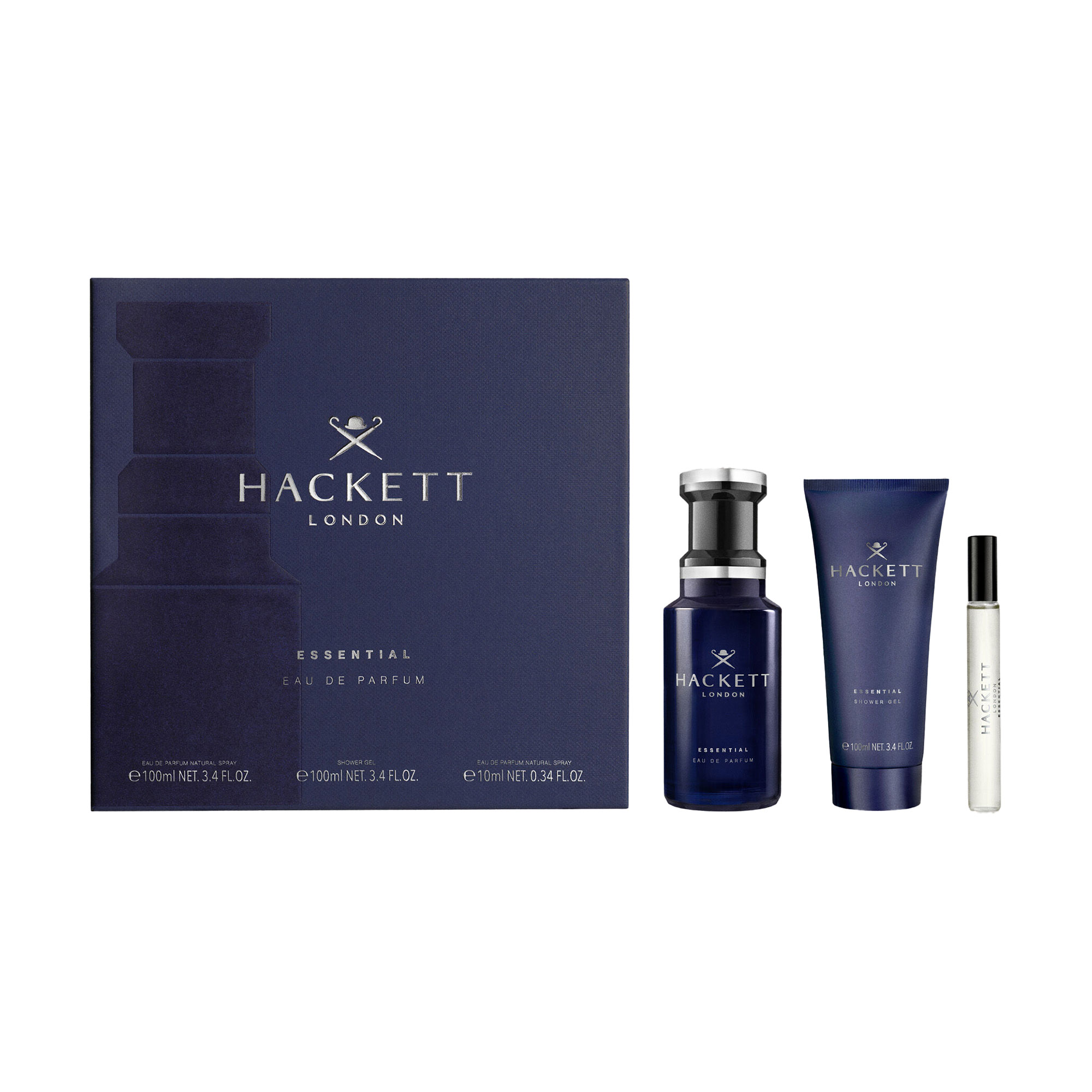 Парфумований набір чоловічий Hackett London Essential (парфумована вода, 100 мл + гель для душу, 100 мл + парфумована вода, 10 мл)
