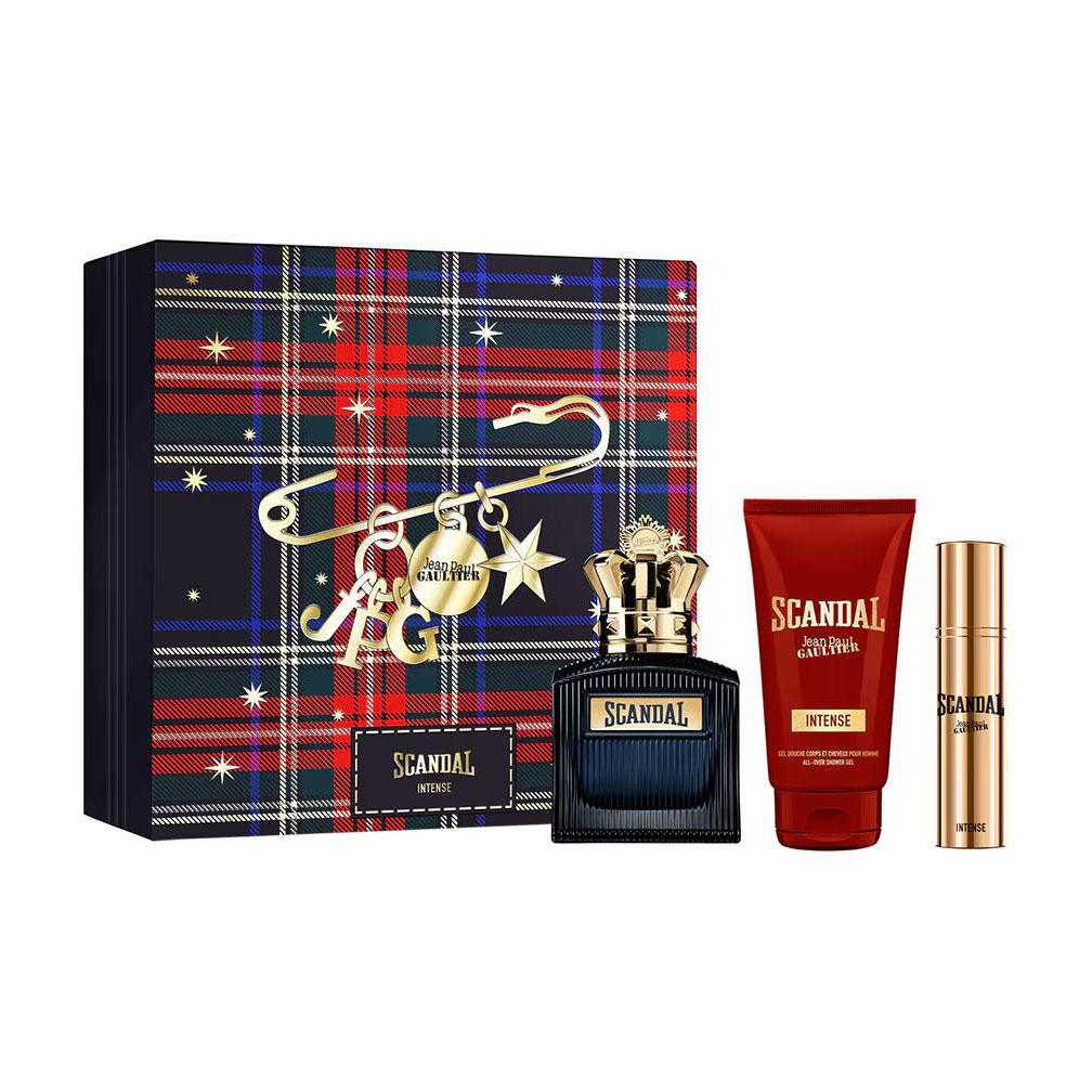 Парфумований набір чоловічий Jean Paul Gaultier Scandal Pour Homme Intense (парфумована вода, 100 мл + гель для душу, 75 мл + парфумована вода, 10 мл)